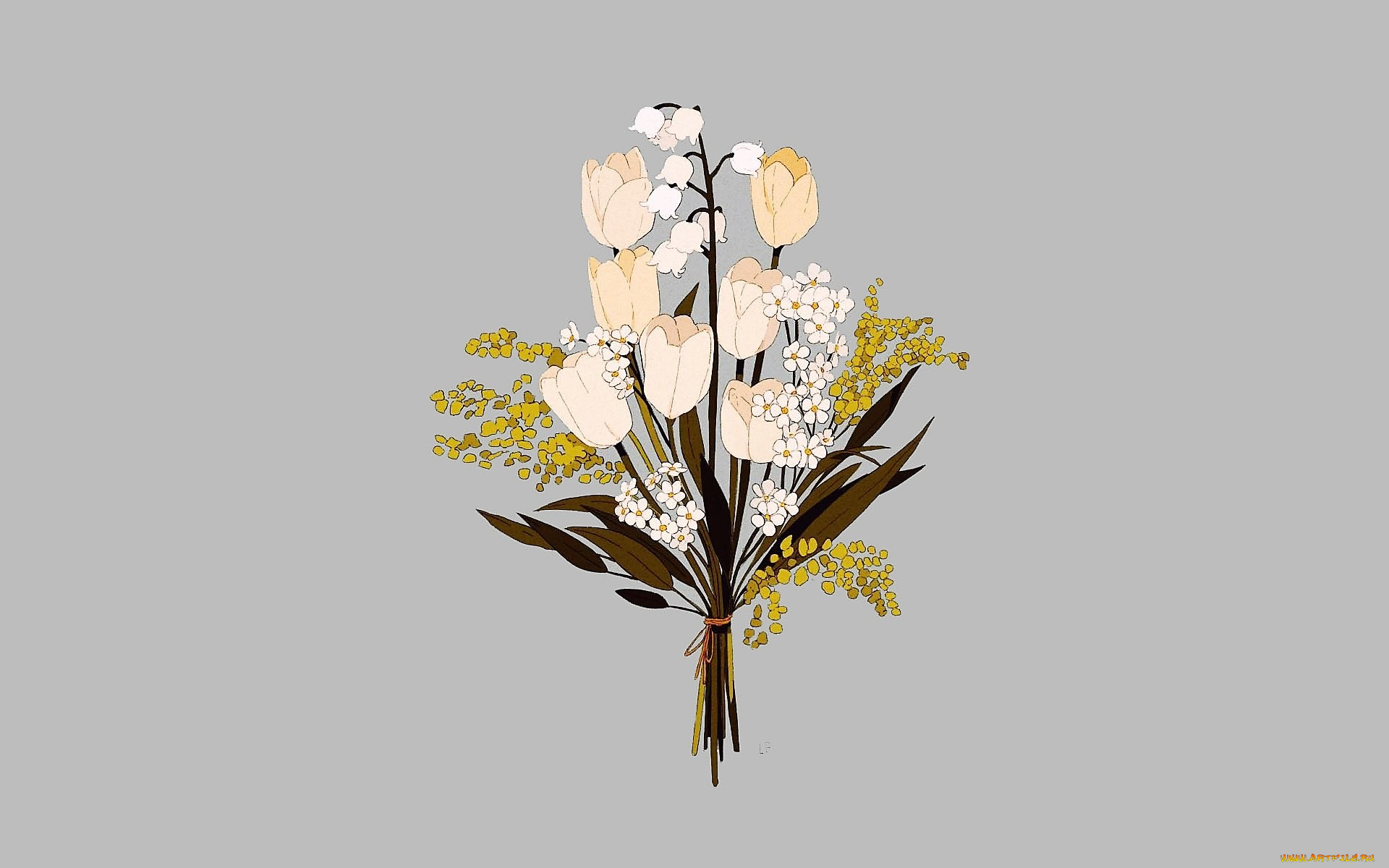 рисованное, цветы, букет