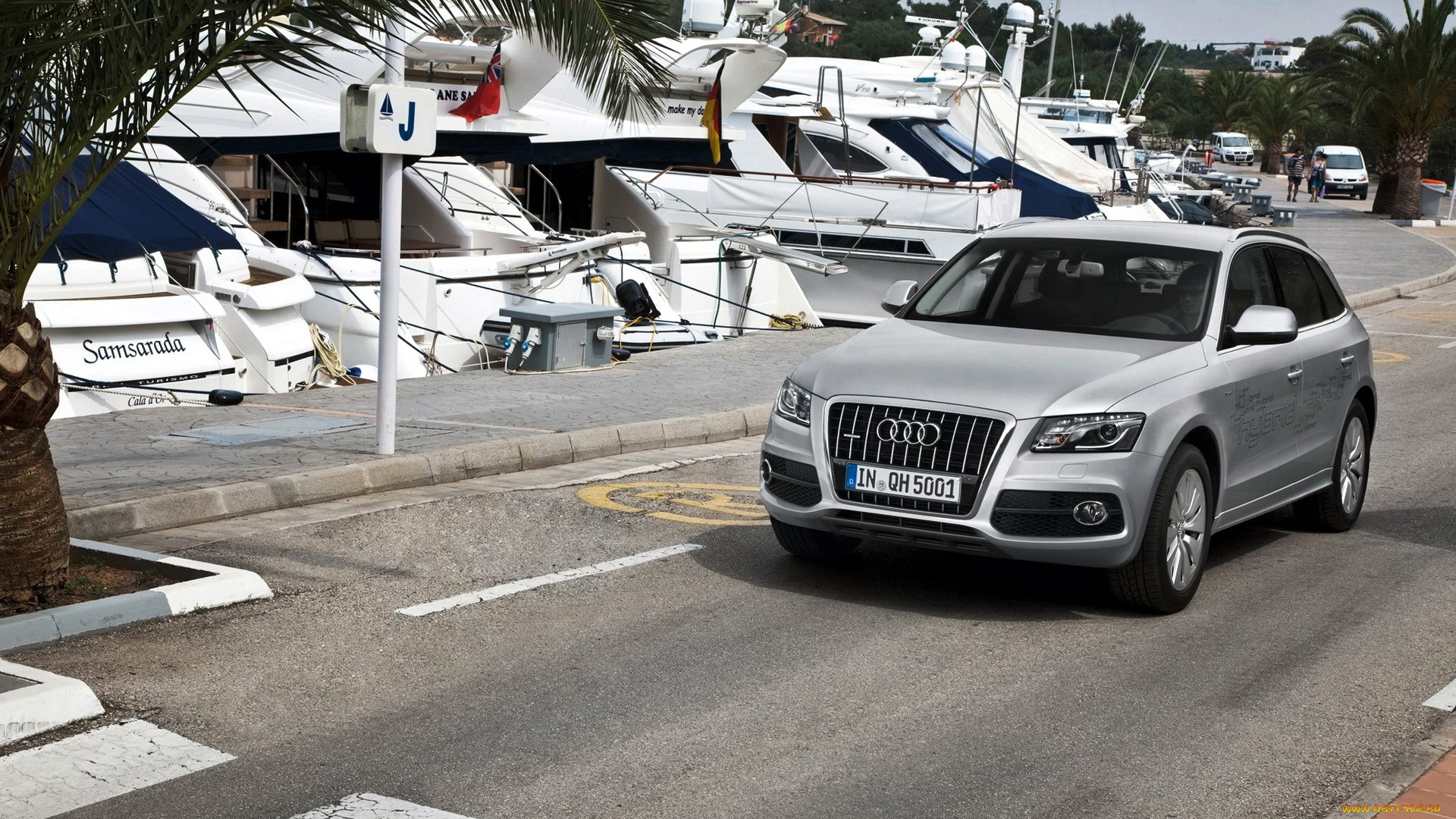 audi, q5, hybrid, автомобили, audi, серебристый, дорога, яхты
