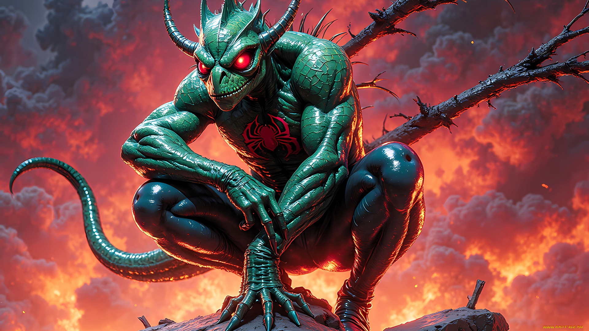 3д, графика, существа, , creatures, монстр, существо, дым, камень