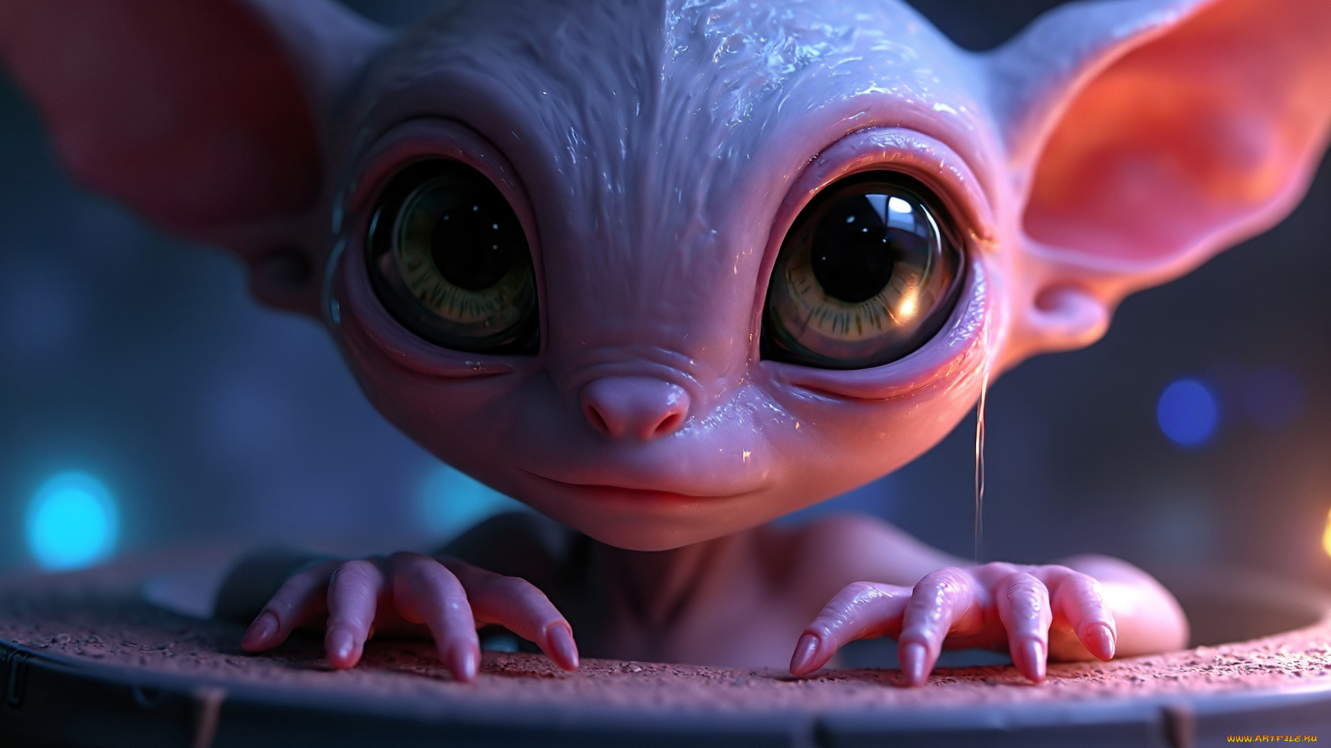 3д, графика, существа, , creatures, существо, уши, глаза, пальцы, бочка