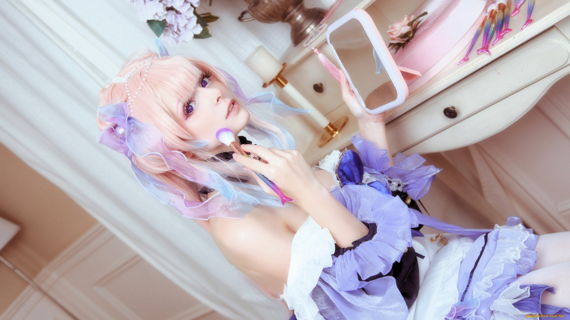 девушки, mari, aisu, образ, косплей, наряд, костюм, зеркало, макияж