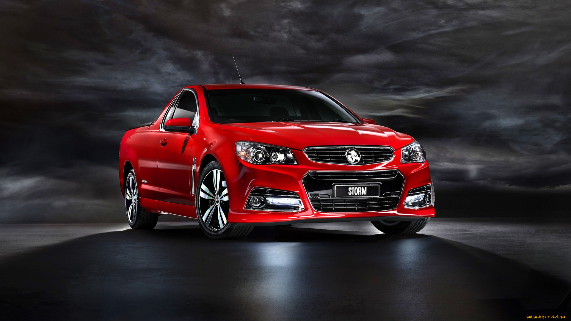holden, ute, автомобили, holden, красный, тучи