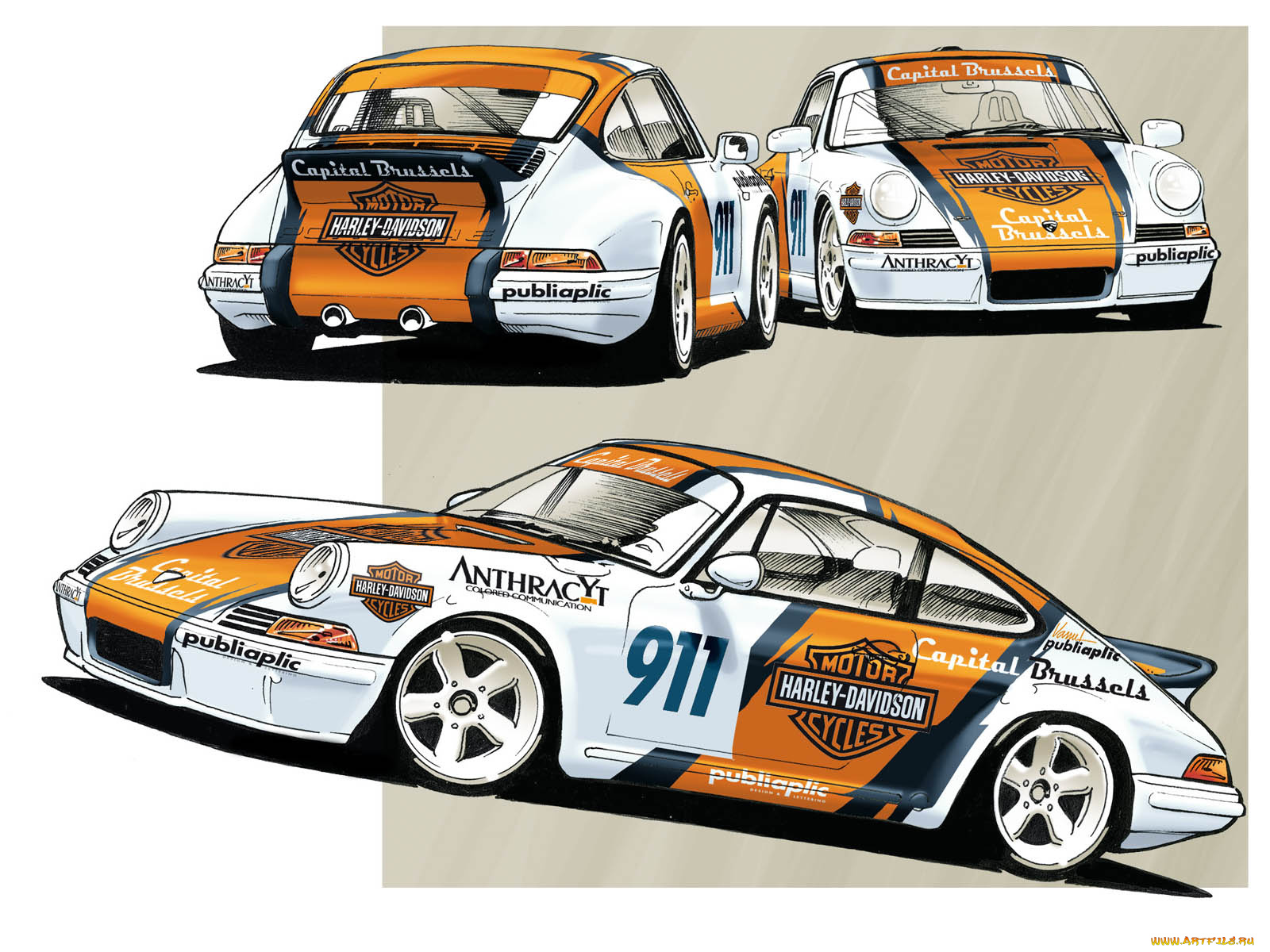 автомобили, рисованные