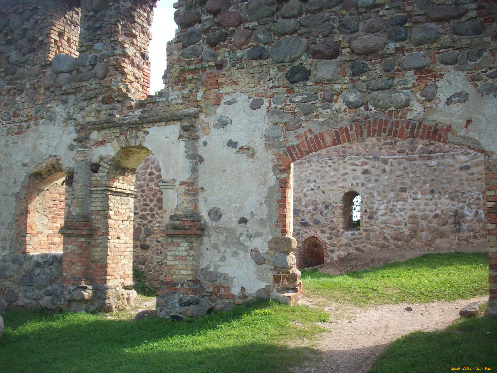 руины, замка, добеле, латвия, города, исторические, архитектурные, памятники