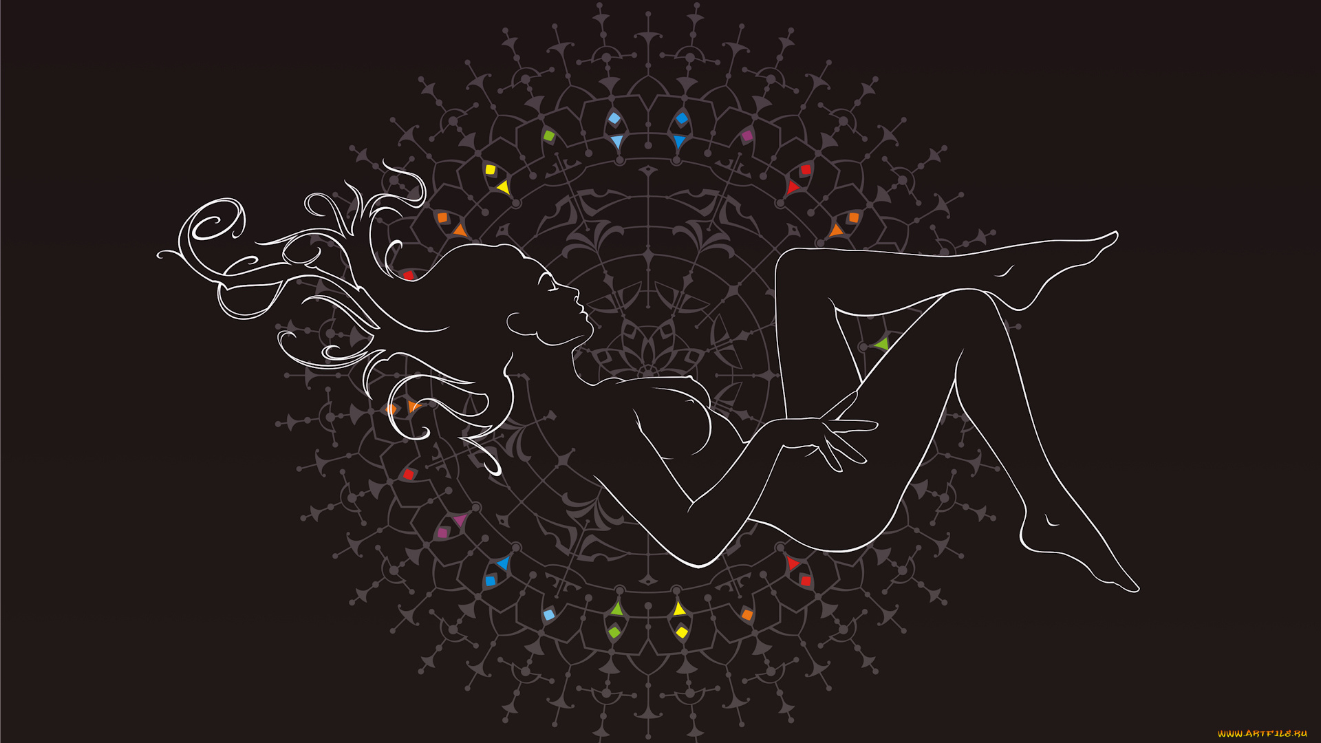 векторная, графика, фрактал, девушка