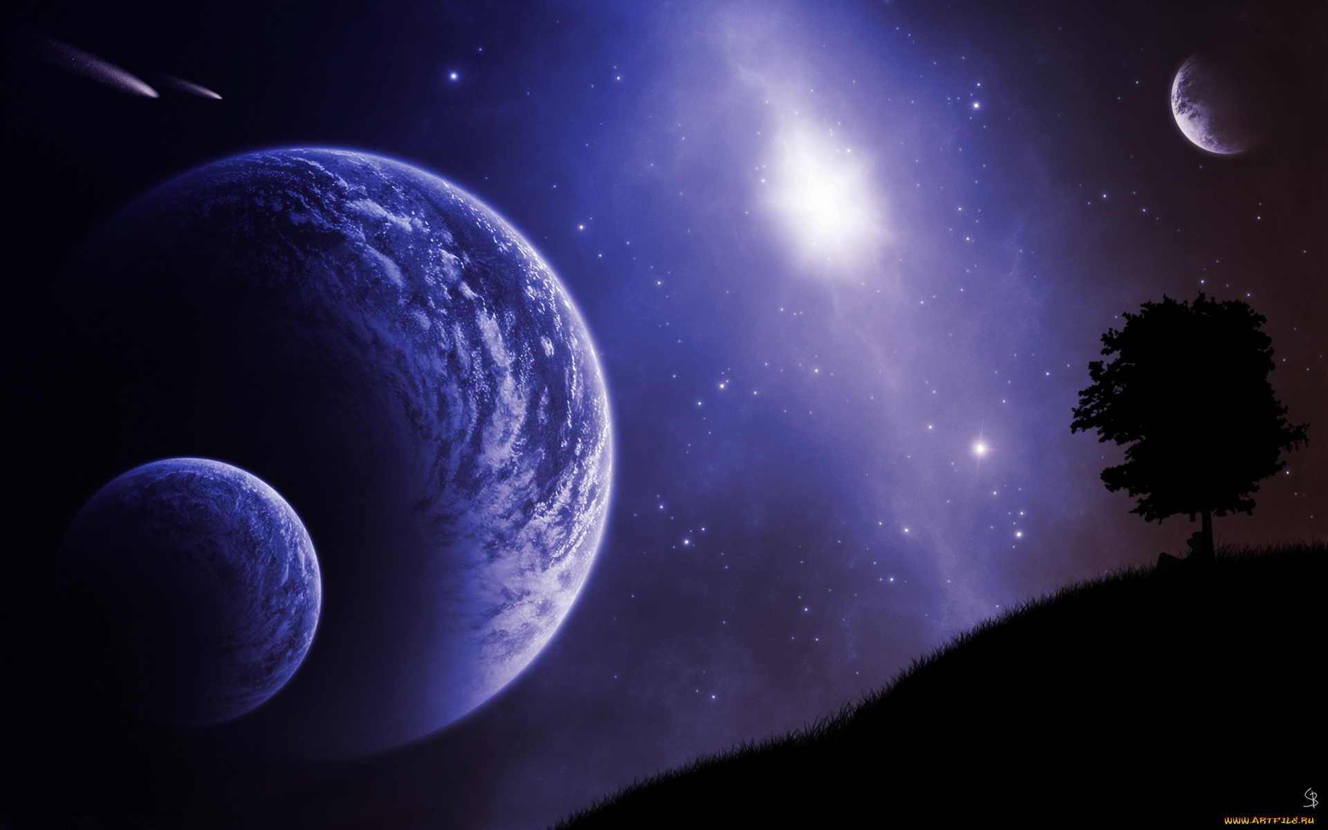 3д, графика, atmosphere, mood, атмосфера, настроения, поверхность, дерево, планеты