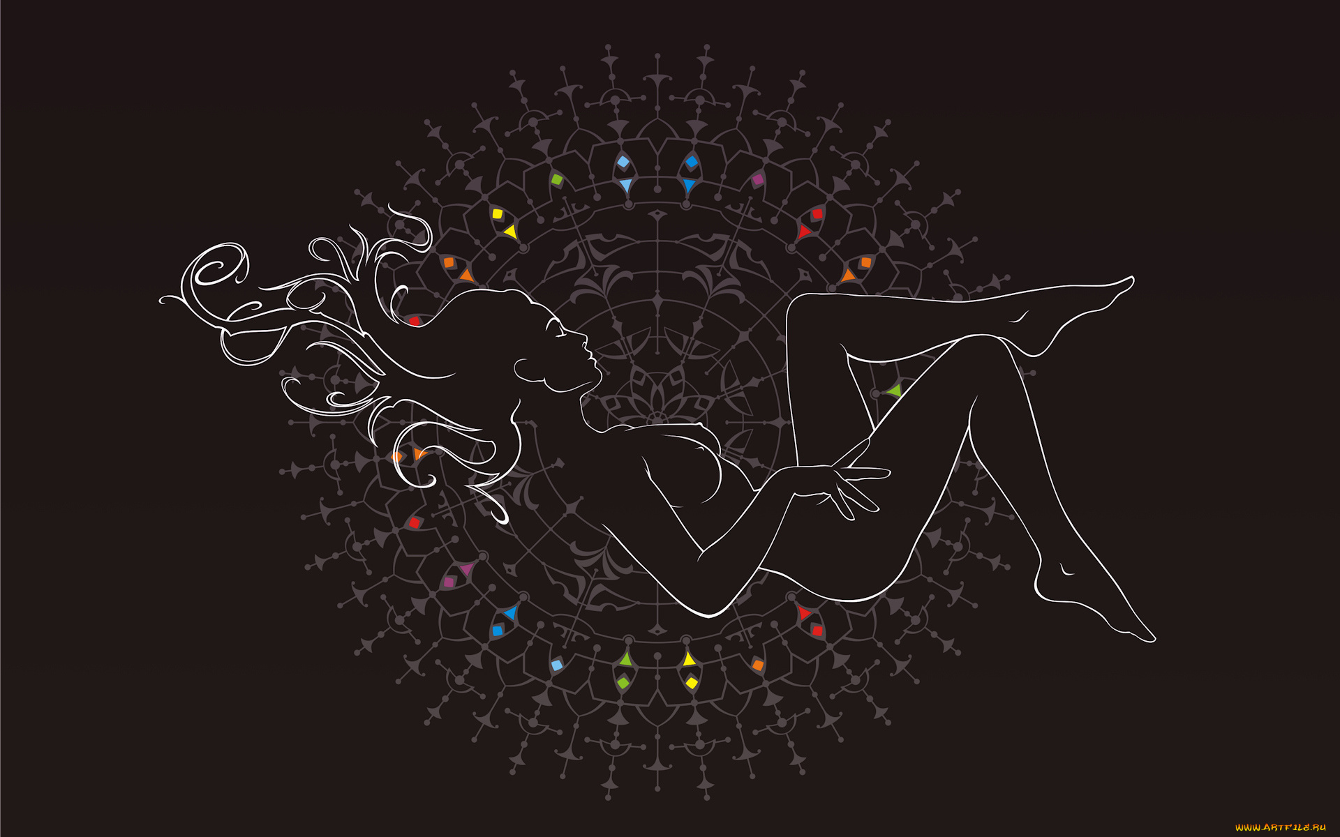 векторная, графика, фрактал, девушка