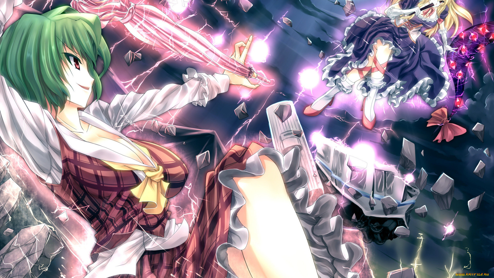 аниме, touhou, юкари, Якумо, казами, юка