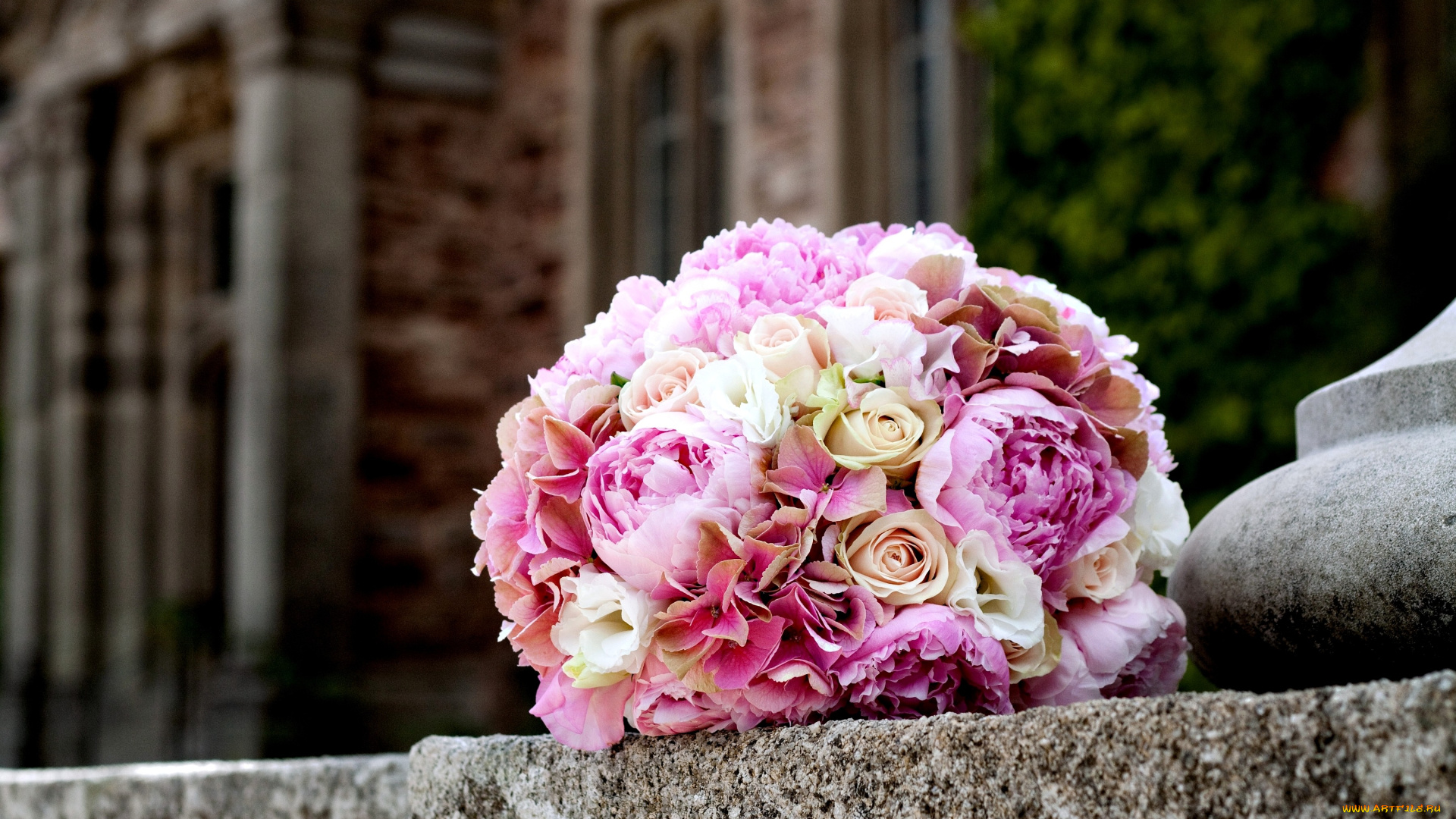 цветы, букеты, композиции, гортензия, пионы, розы