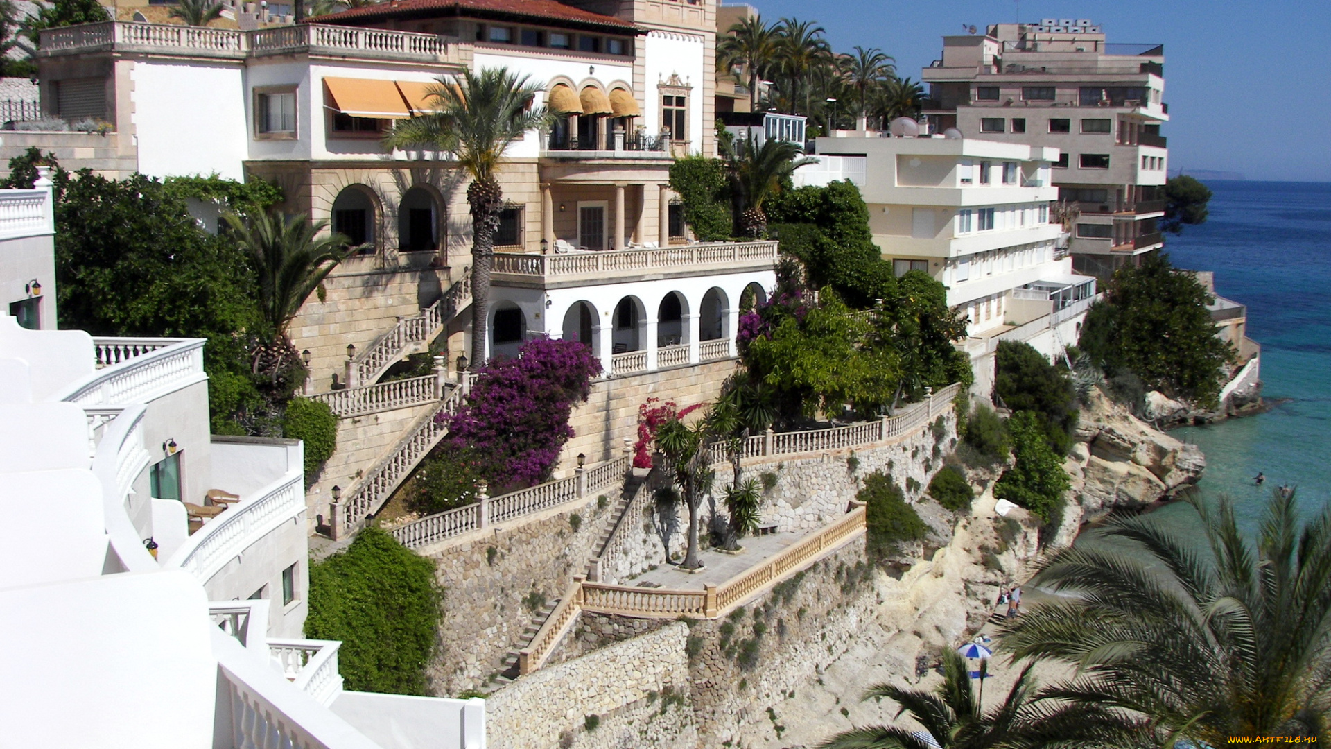 испания, mallorca, города, здания, дома, берег