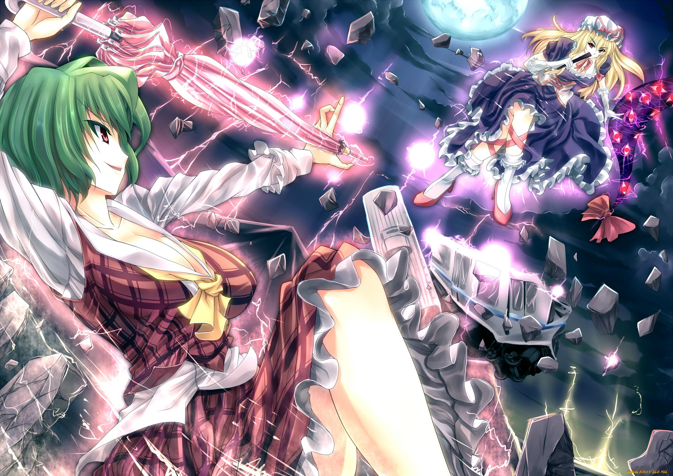 аниме, touhou, юкари, Якумо, казами, юка