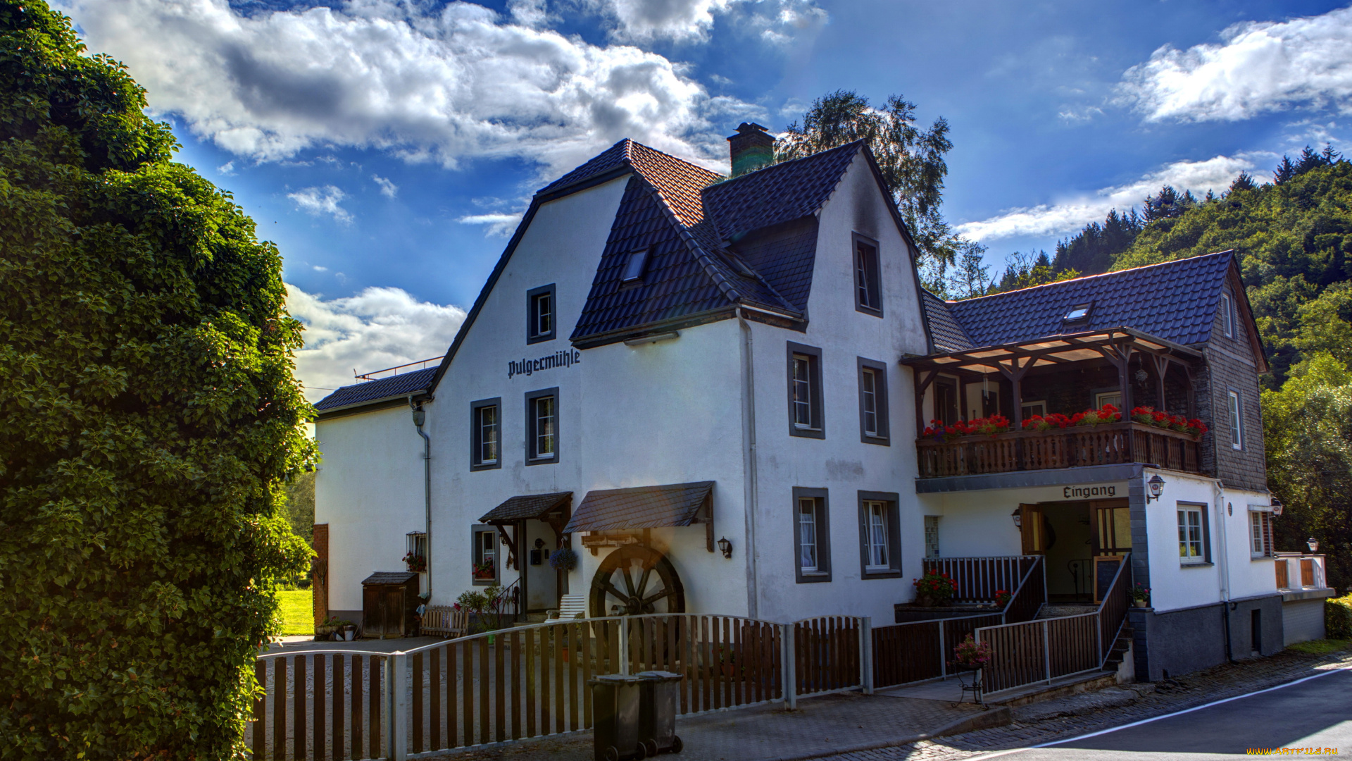 германия, бруттиг, фанкель, города, здания, дома, растения, улица