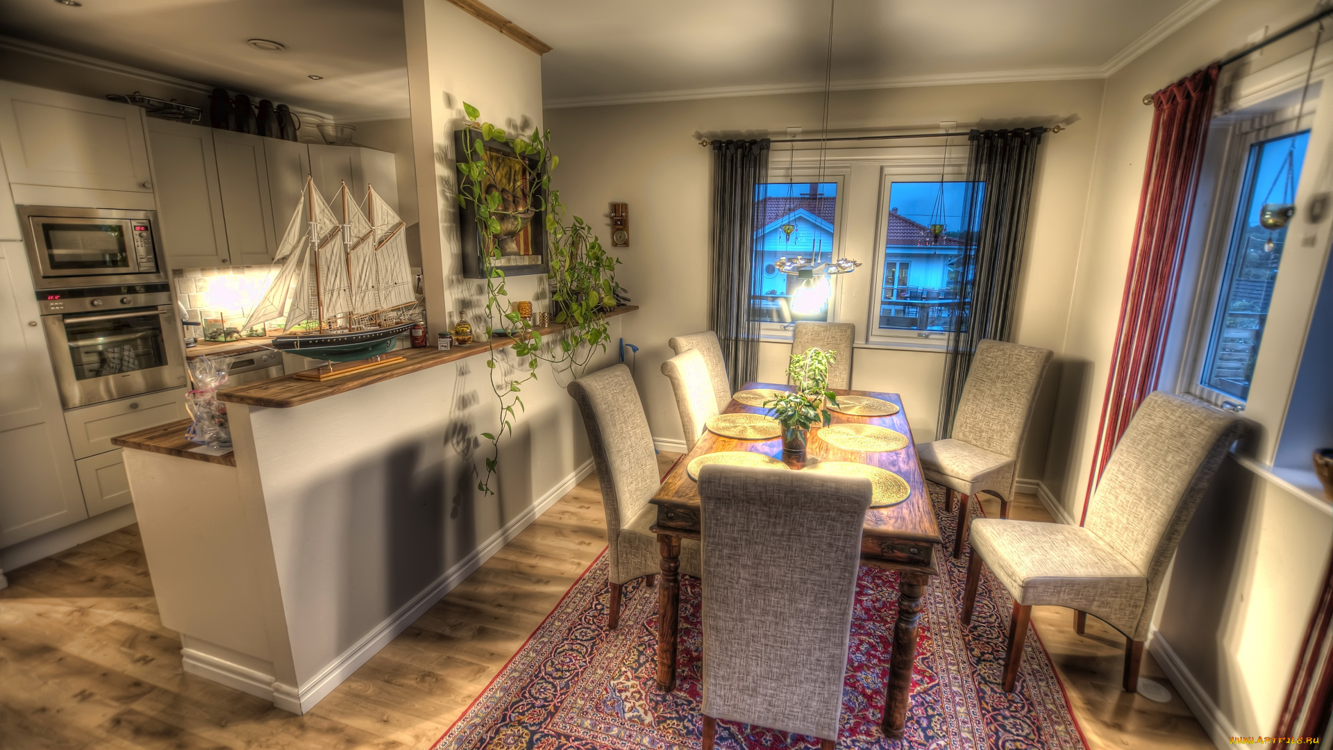 интерьер, столовая, стол, стулья