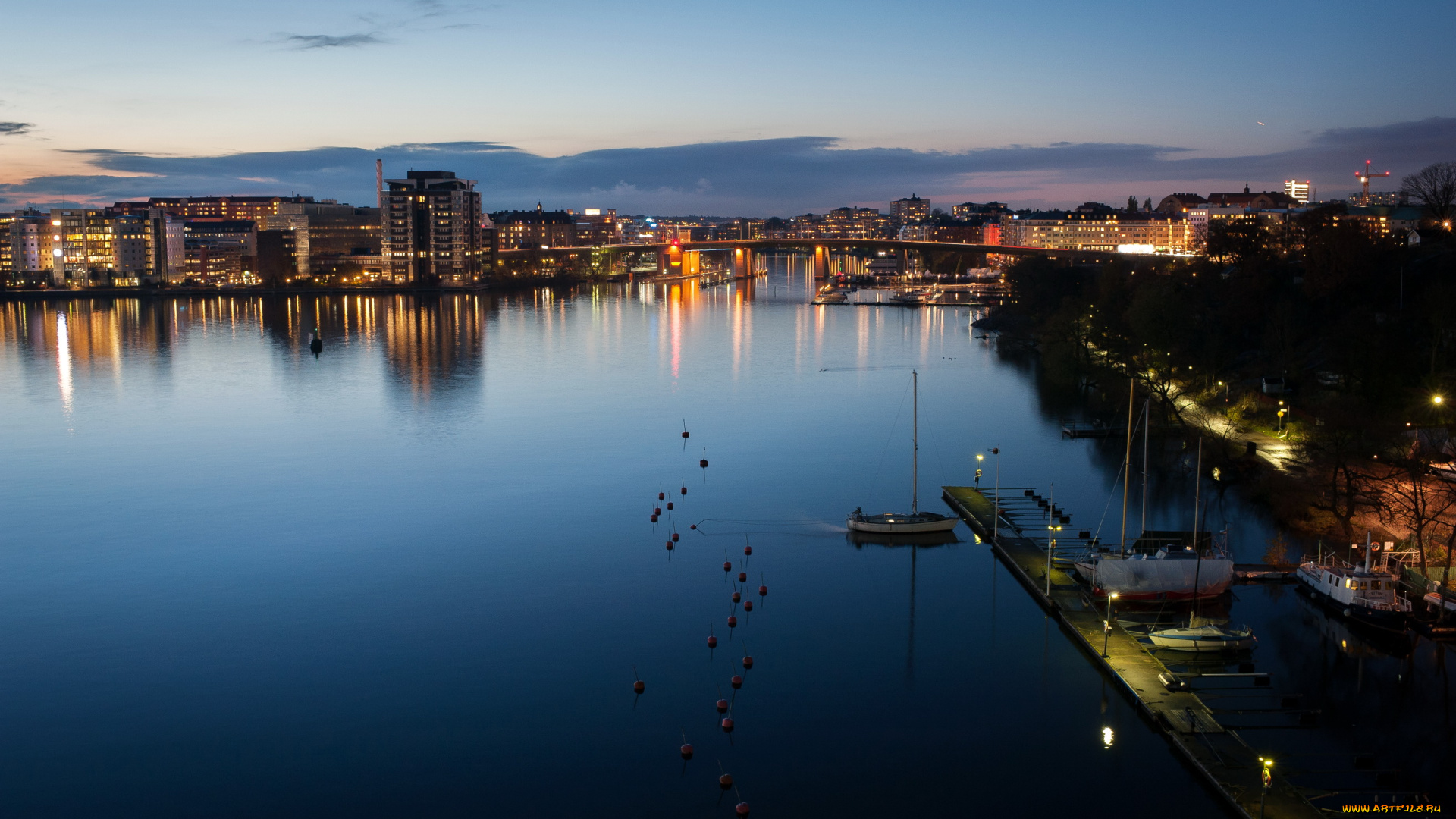 stockholm, города, стокгольм, швеция, дома, мост, река