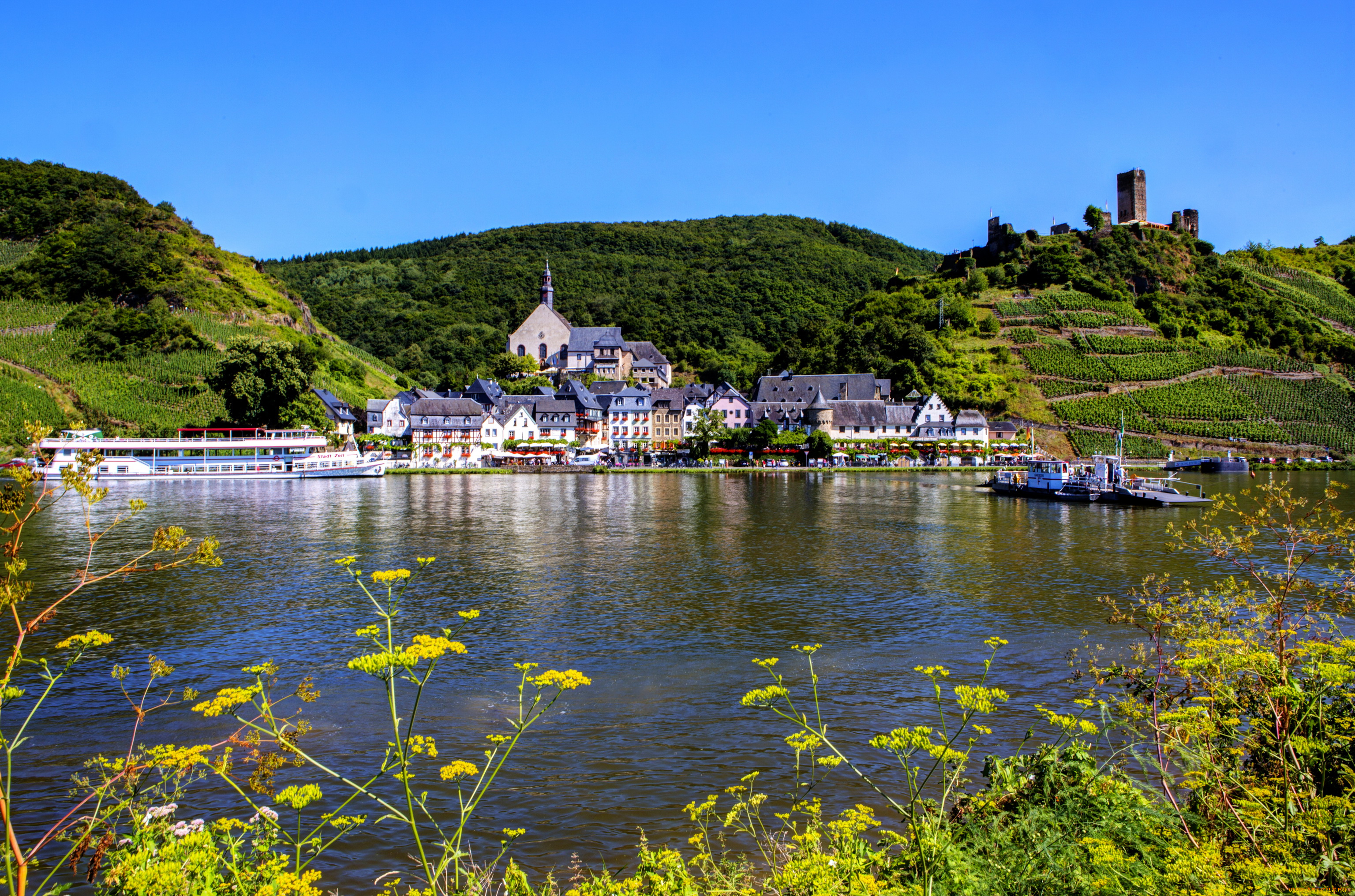 германия, элленц, польтерсдорф, города, пейзажи, дома, пейзаж, река