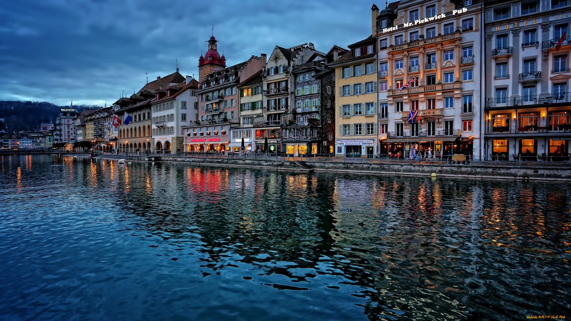 lucerne, , switzerland, города, люцерн, , швейцария, switzerland, здания, река, ройс, набережная, люцерн, reuss, river