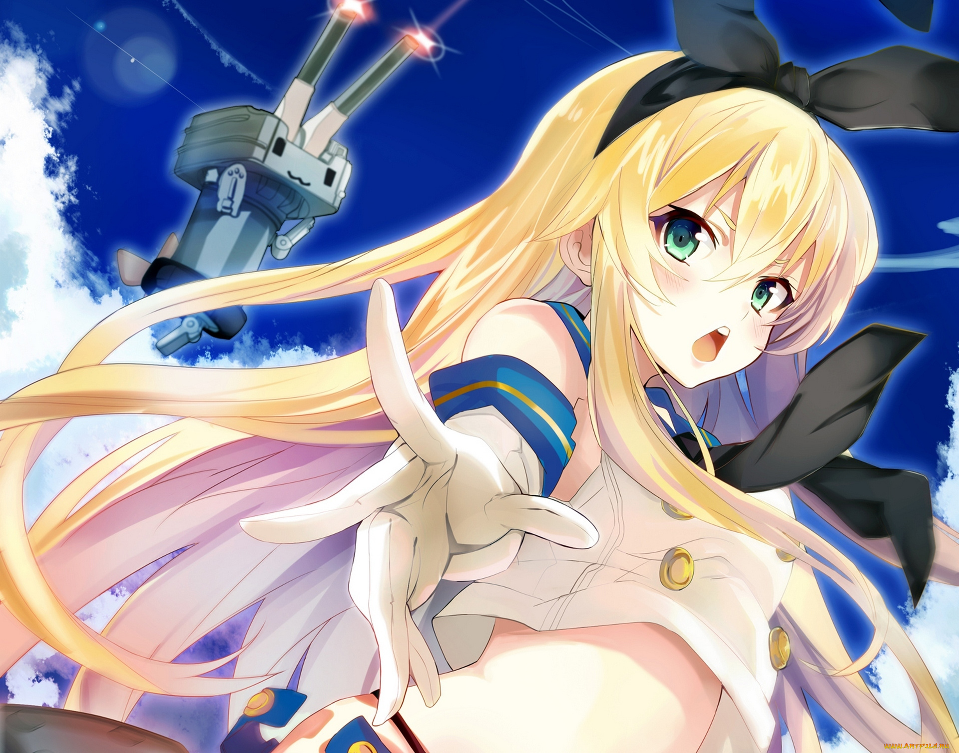 аниме, kantai, collection, art, kagura, kurosaki, девушка, shimakaze, взгляд, жест, робот, kantai, collection