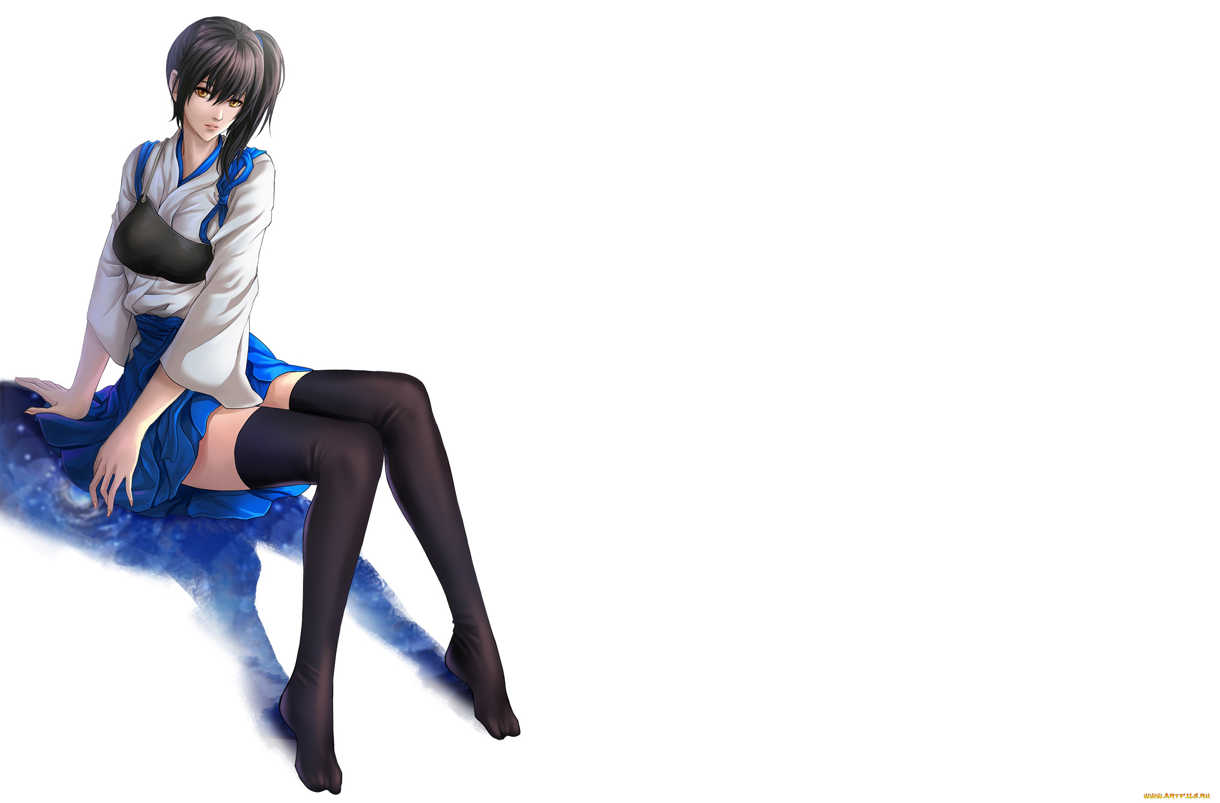 аниме, kantai, collection, art, pengnangehao, девушка, kaga, aircraft, carrier, взгляд, чулки, тень, фон, kantai, collection