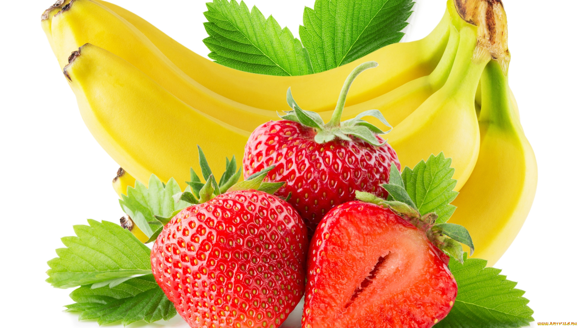 еда, фрукты, , ягоды, клубника, бананы