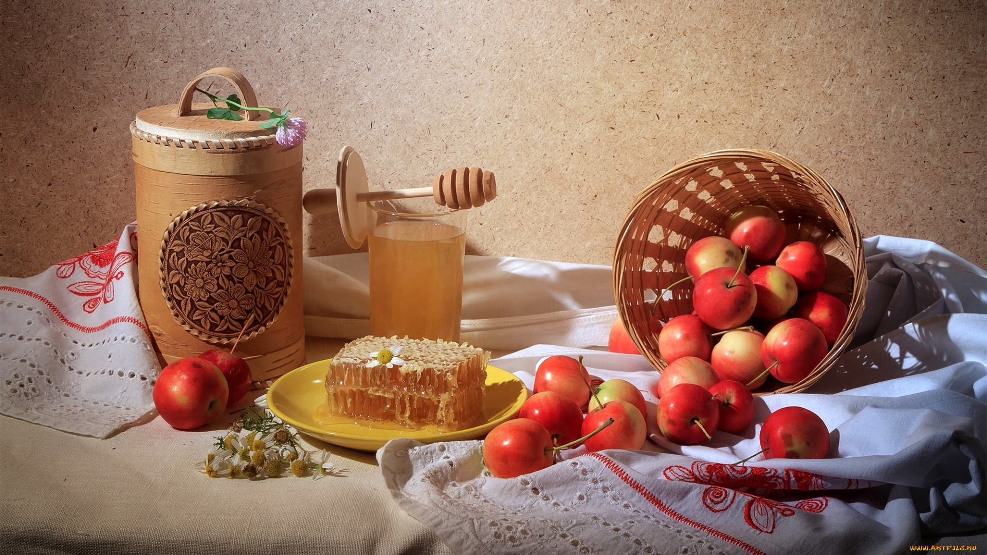 еда, Яблоки, соты, натюрморт, мед, яблоки, лето