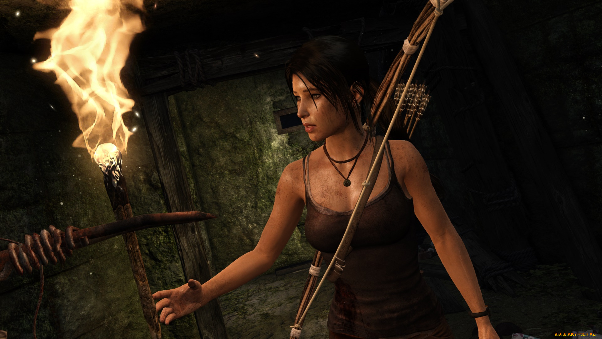lara, croft, tomb, raider, , the, action, adventure, видео, игры, лук, факел, фон, взгляд, девушка
