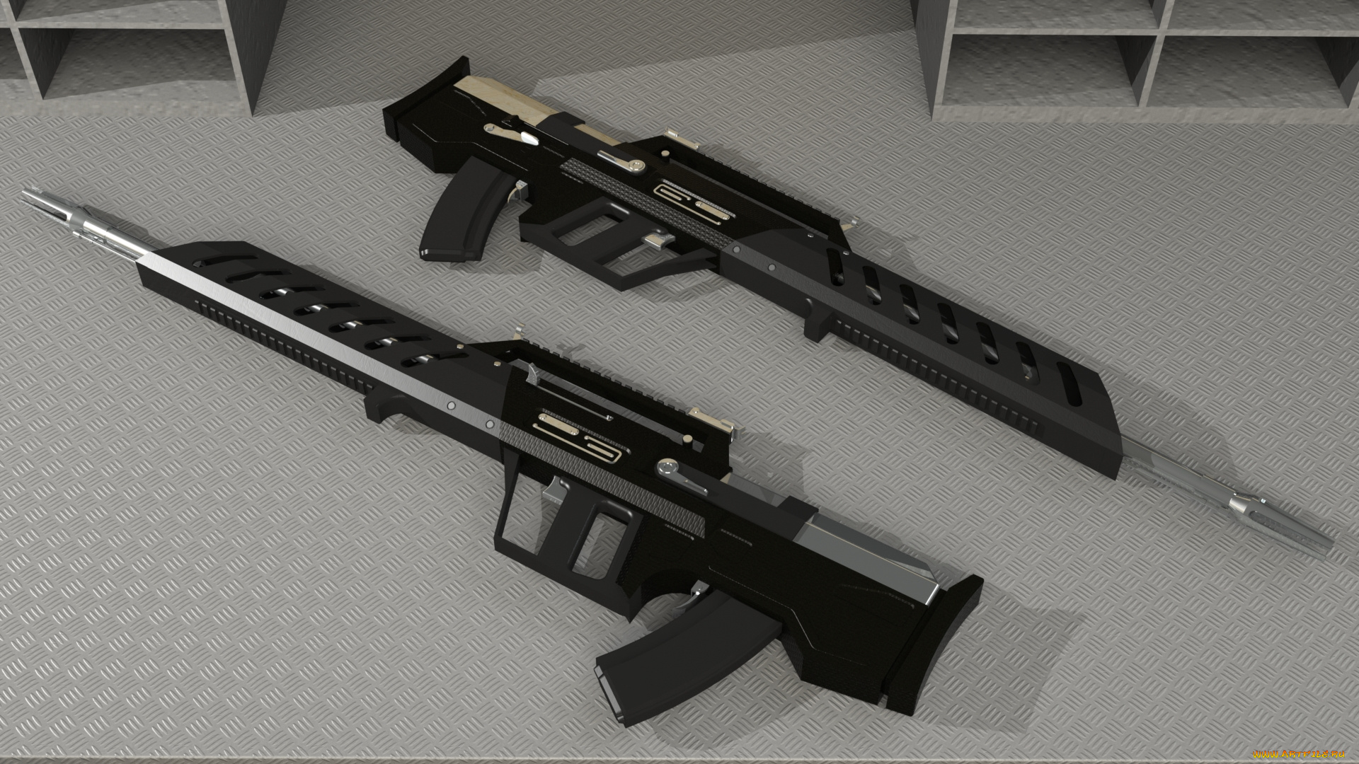 оружие, 3d, фон, автоматы