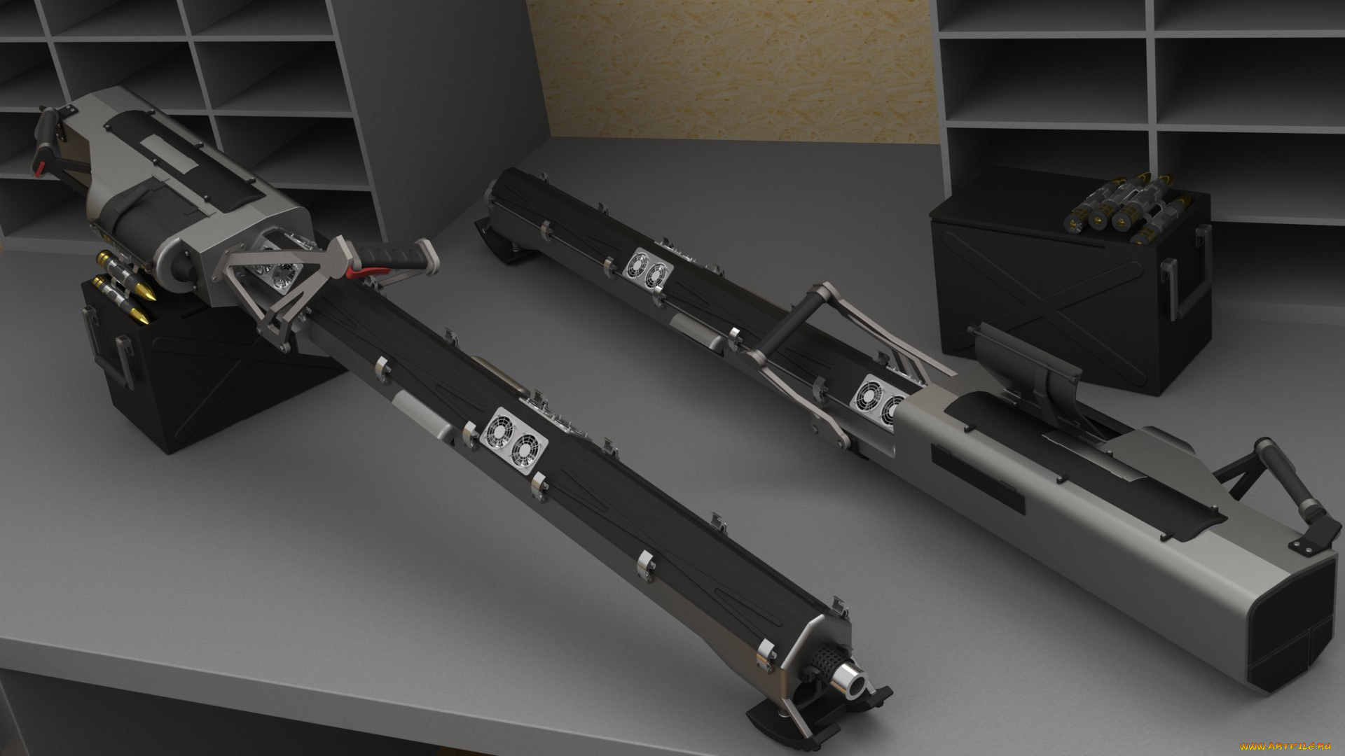 оружие, 3d, фон, пулемет
