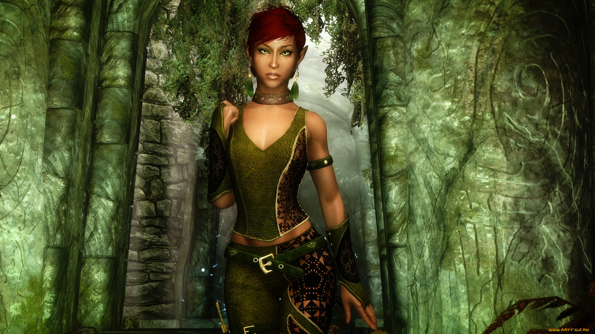 видео, игры, the, elder, scrolls, v, , skyrim, фон, взгляд, эльфийка