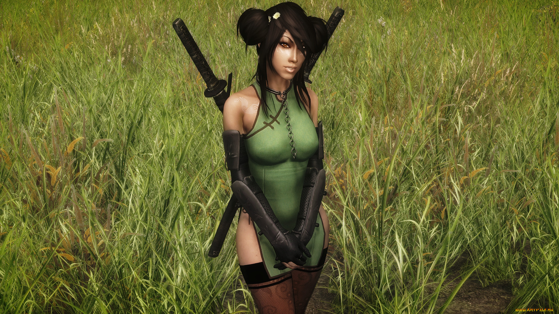 видео, игры, the, elder, scrolls, v, , skyrim, оружие, фон, взгляд, девушка