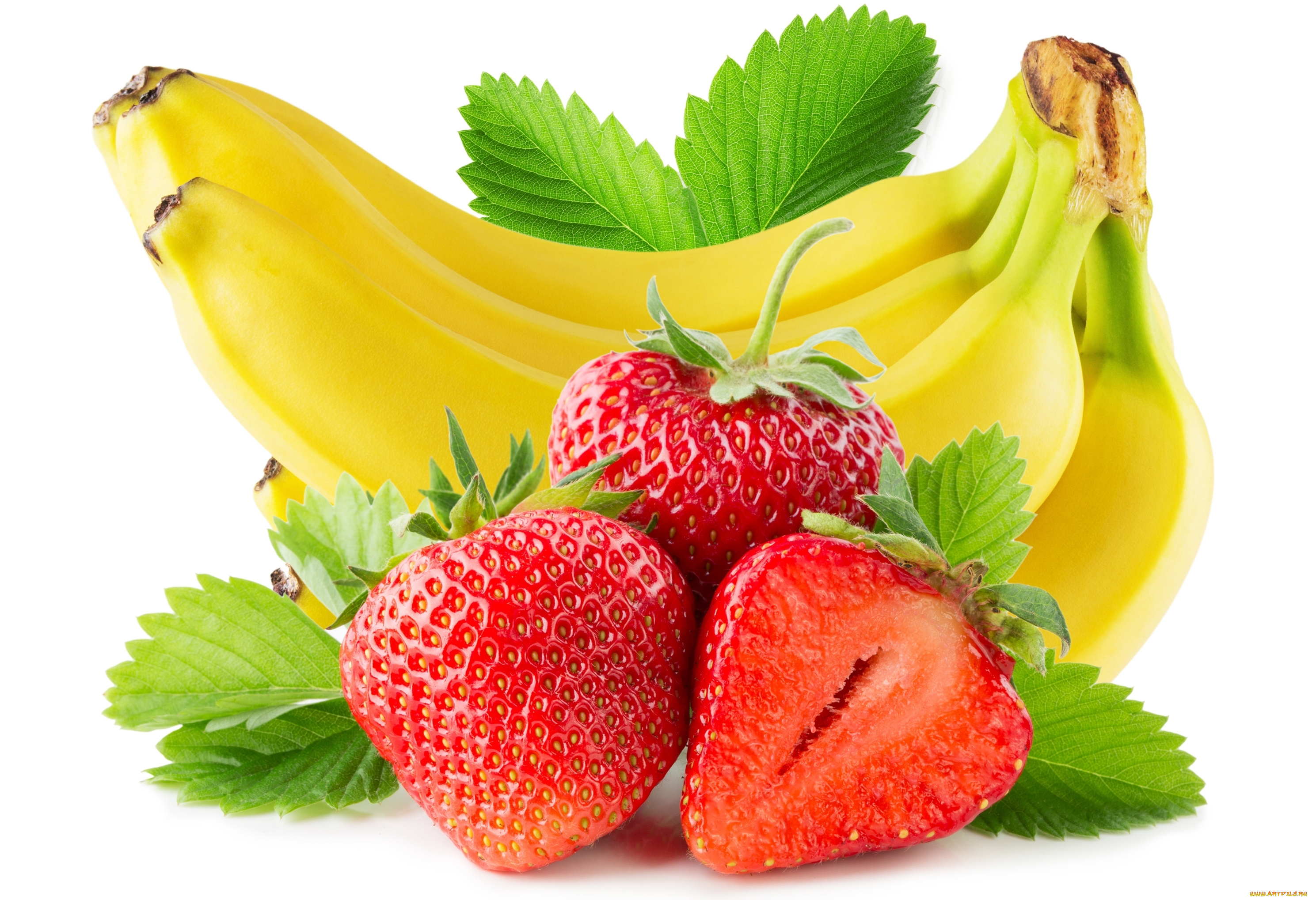еда, фрукты, , ягоды, клубника, бананы