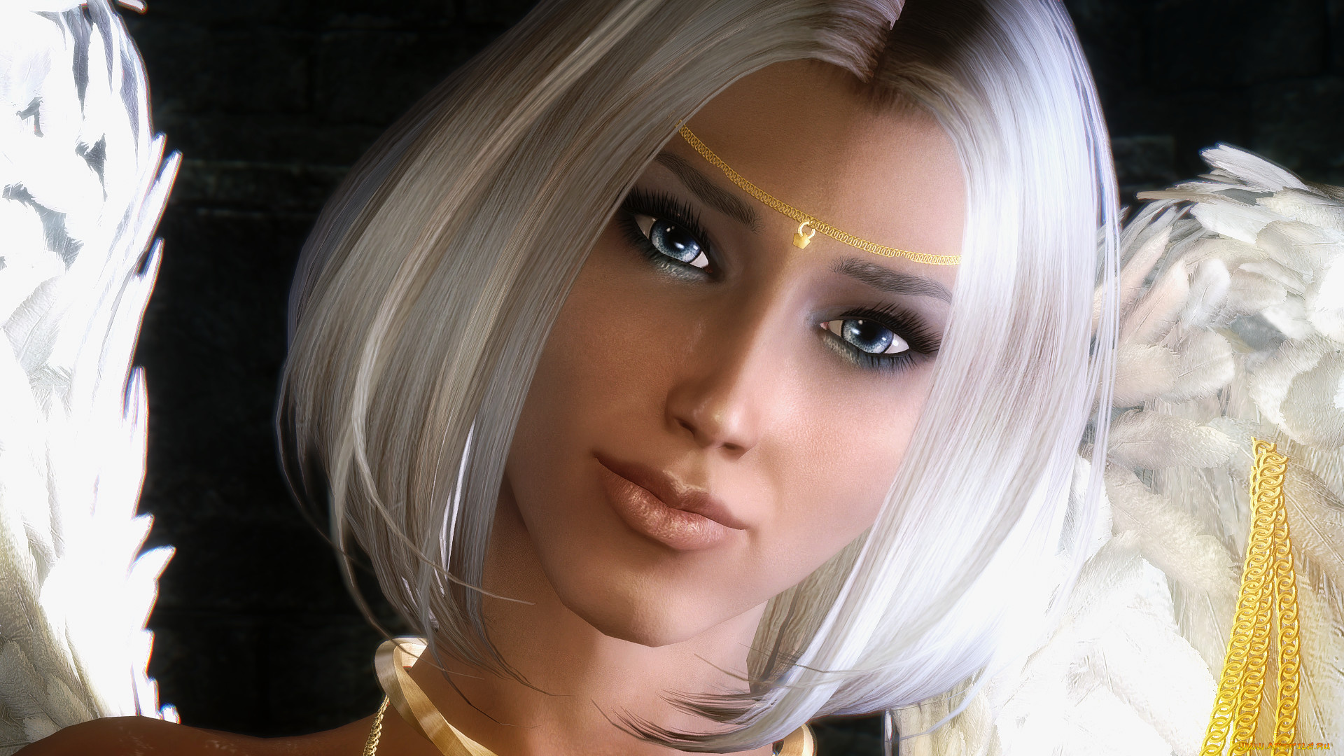 3д, графика, ангел, , angel, фон, взгляд, ангел, девушка