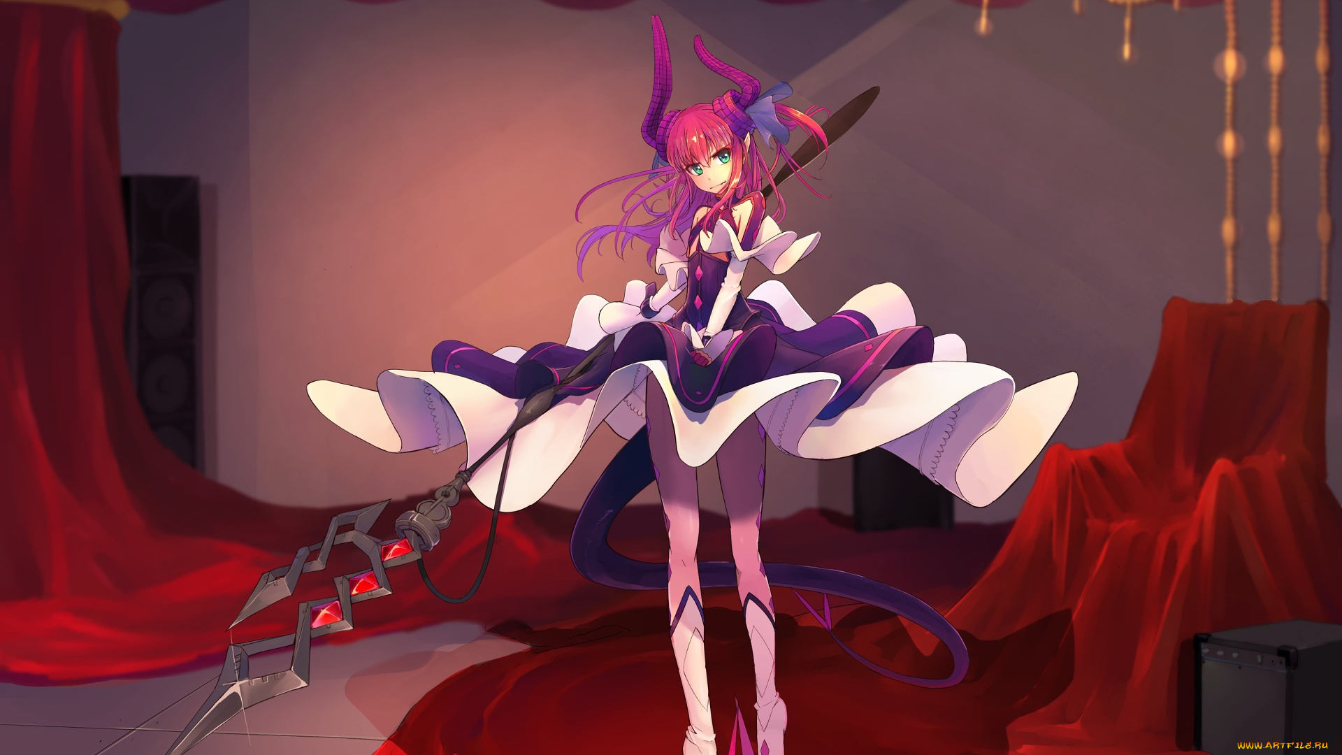 аниме, fate, stay, night, девушка, взгляд, фон