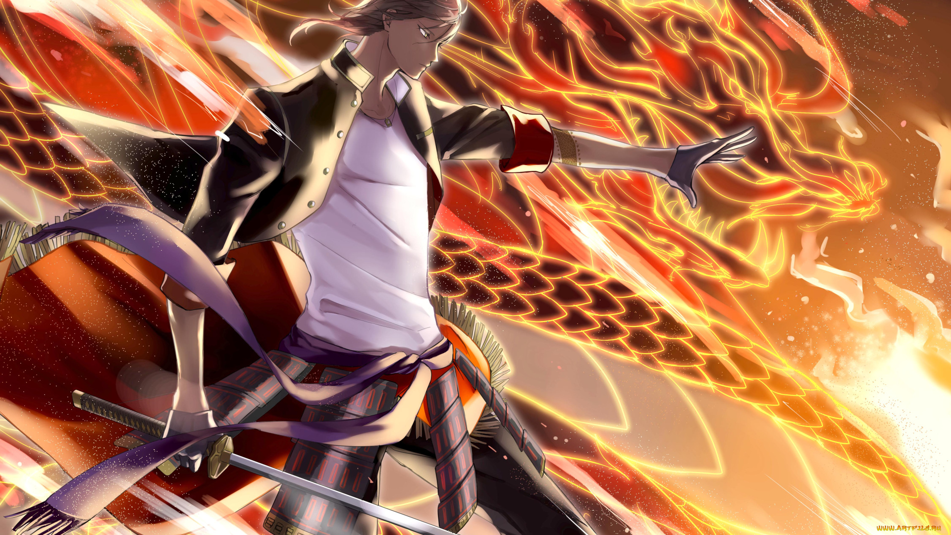 аниме, touken, ranbu, парень