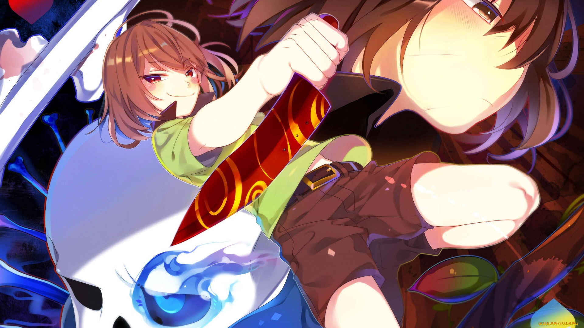 аниме, under, the, dog, фон, взгляд, девушка