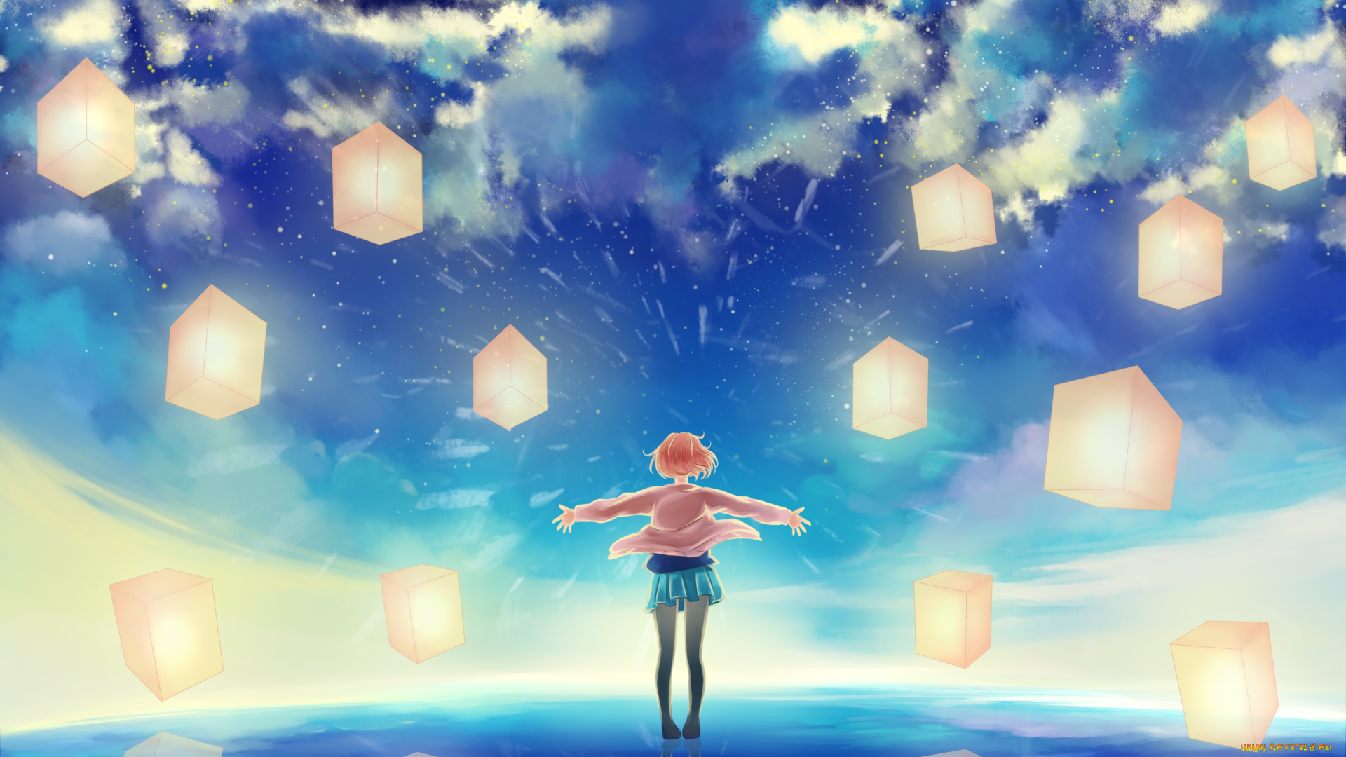 kyoukai, no, kanata, аниме, фон, взгляд, девушка