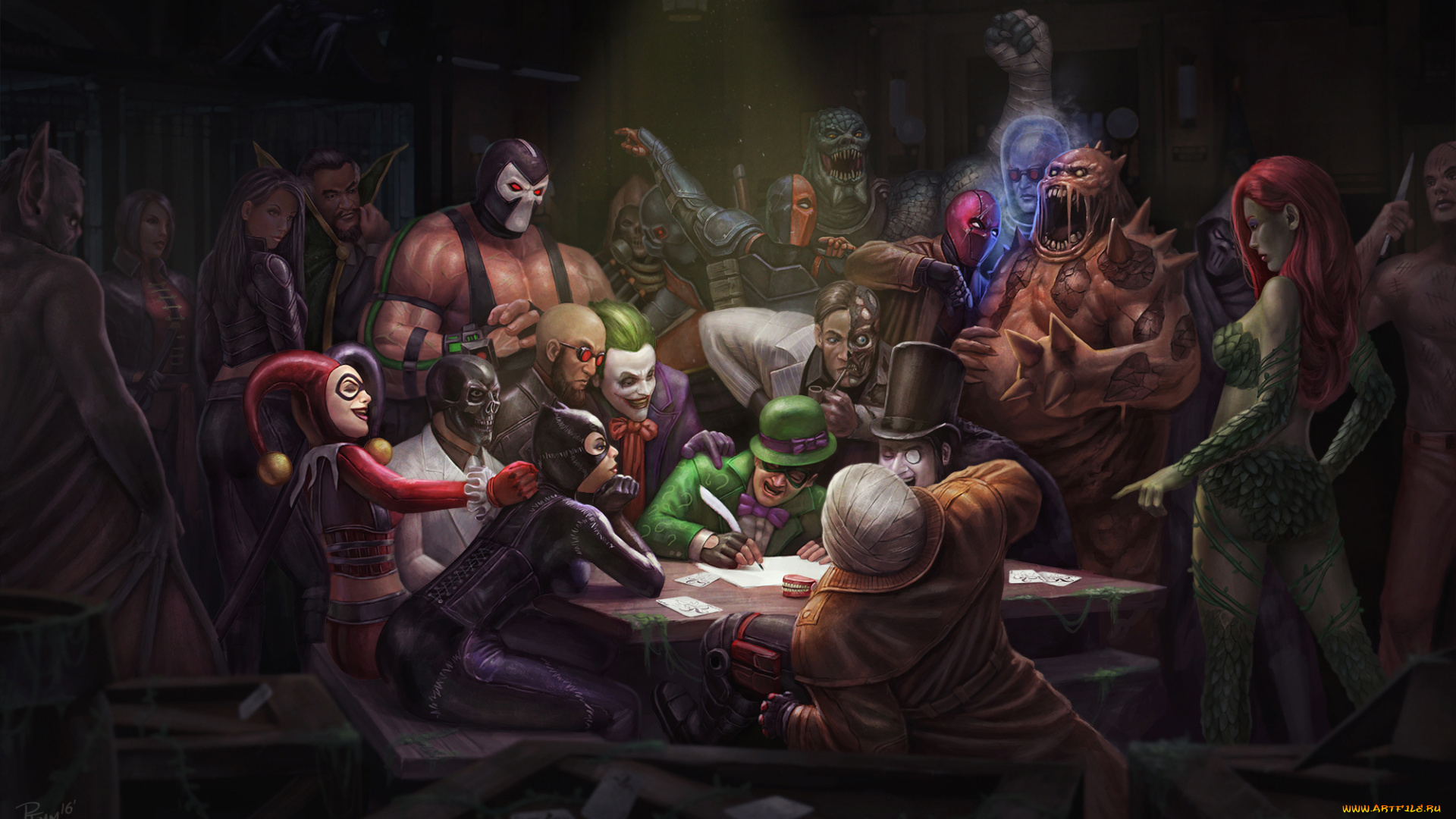 рисованное, комиксы, бэйн, бэтмен, Черная, маска, catwoman, clayface, dead, death, stroke, harley, quinn, хьюго, стрэндж, hush, joker, убийца, крок, manbat, г-н, фриз, пингвин, фантазм, Ядовитый, плющ, ра, аль, гул, red, hood