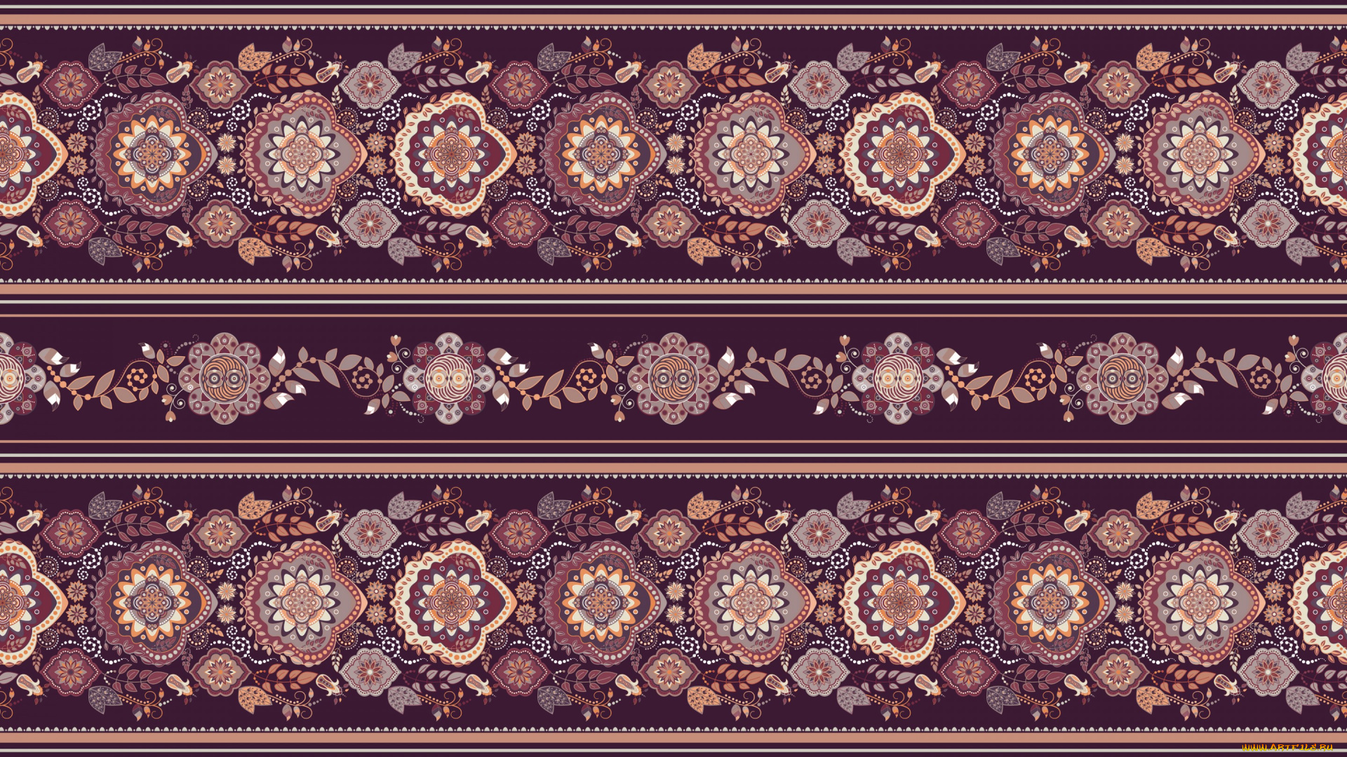 векторная, графика, графика, , graphics, бордовый, узор, орнамент, цветы