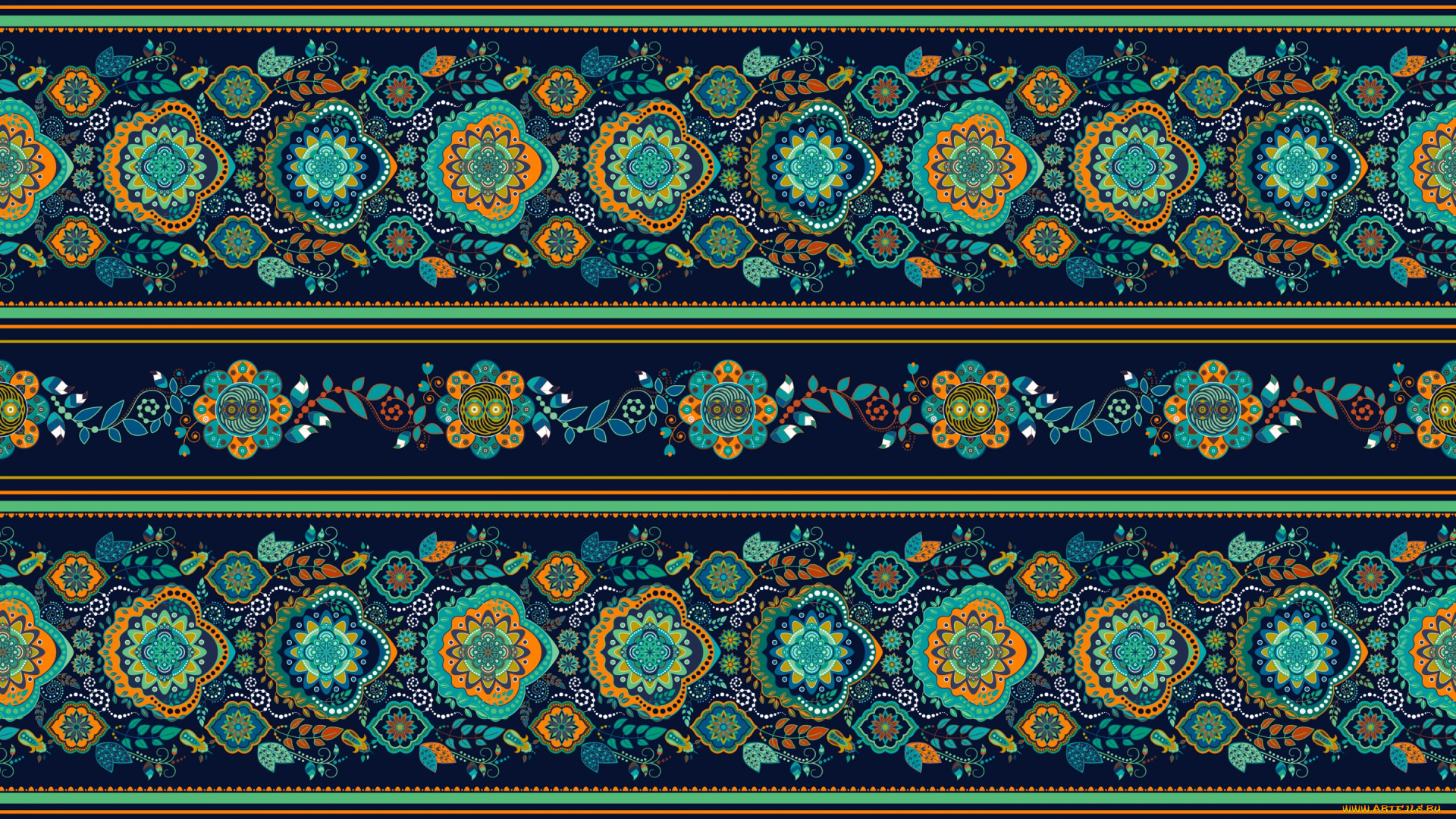 векторная, графика, графика, , graphics, зеленый, орнамент, узор, цветы