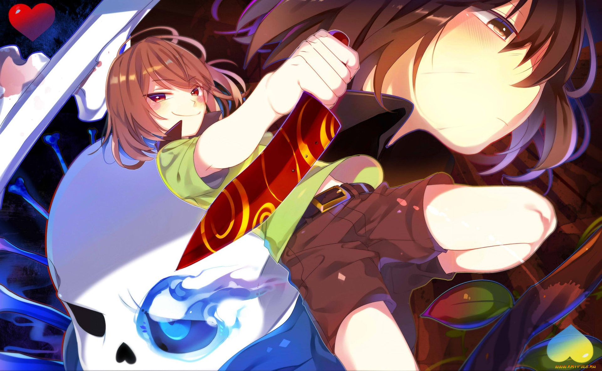 аниме, under, the, dog, фон, взгляд, девушка