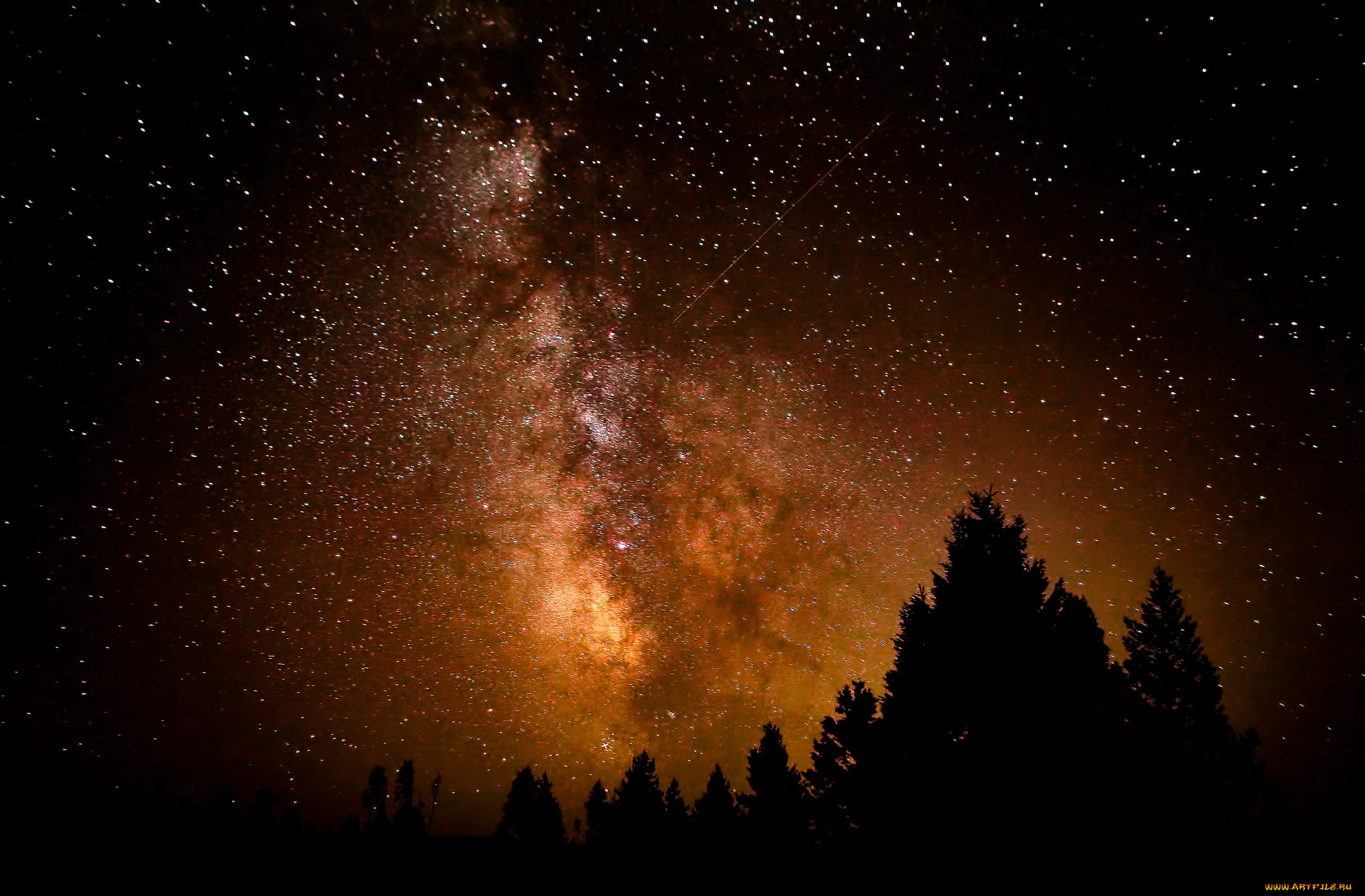 млечный, путь, космос, галактики, туманности, небо, звезды