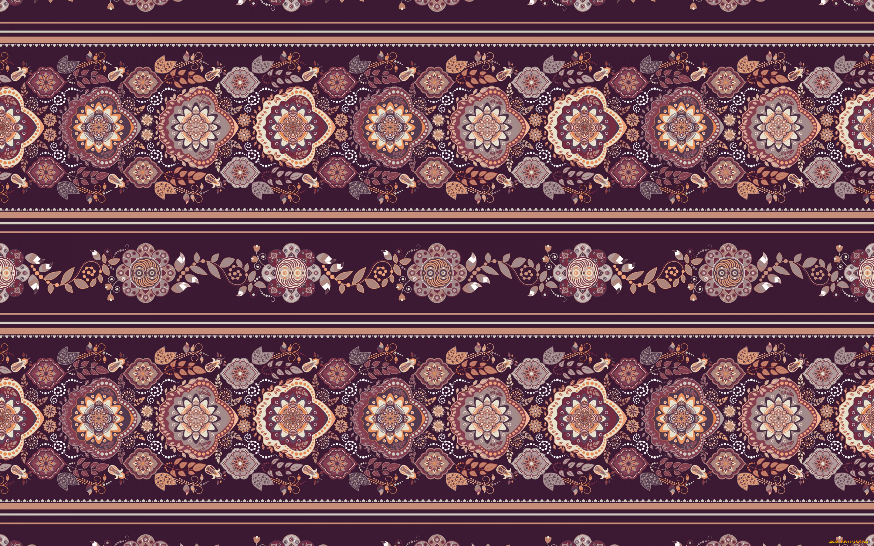 векторная, графика, графика, , graphics, бордовый, узор, орнамент, цветы