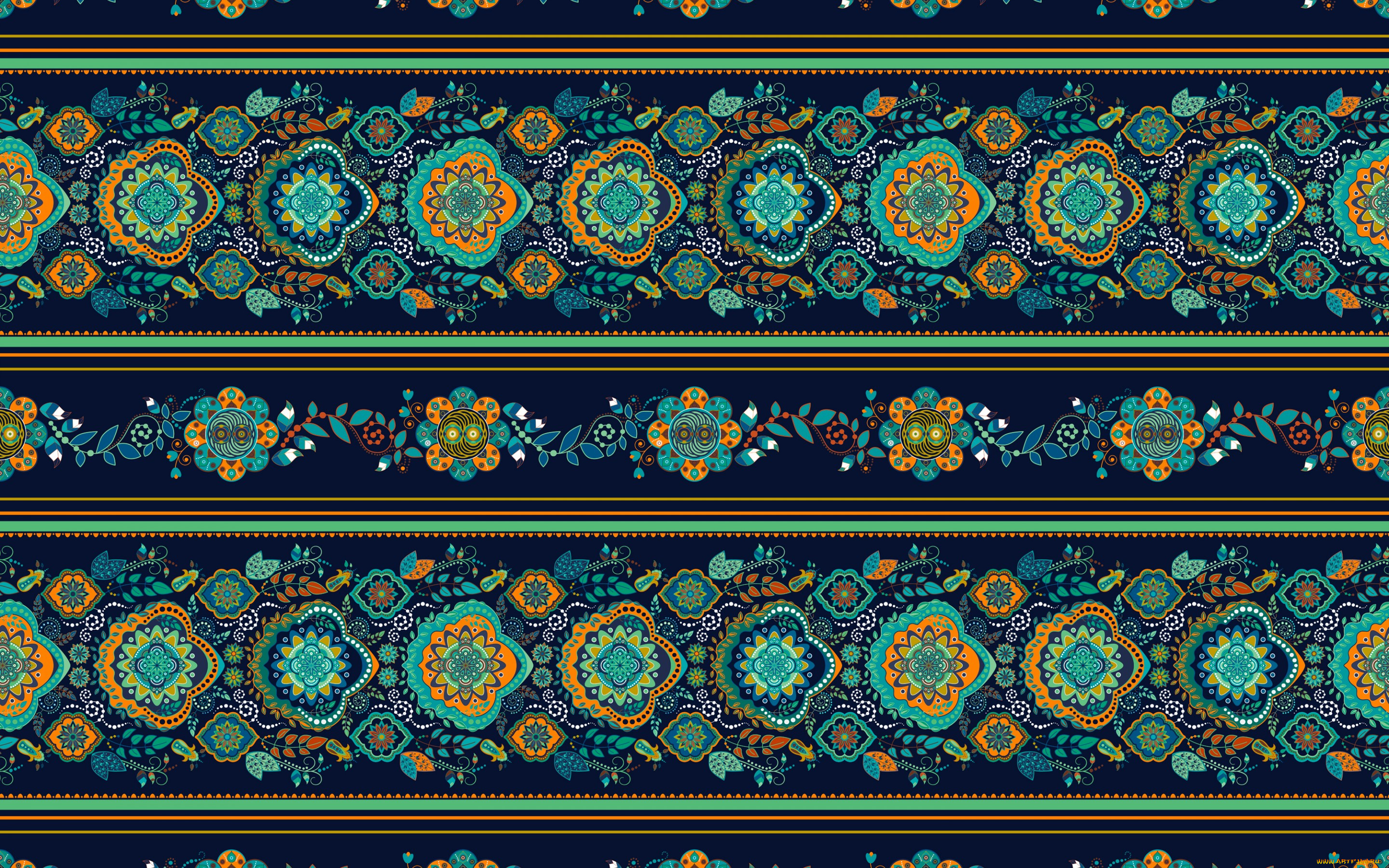 векторная, графика, графика, , graphics, зеленый, орнамент, узор, цветы