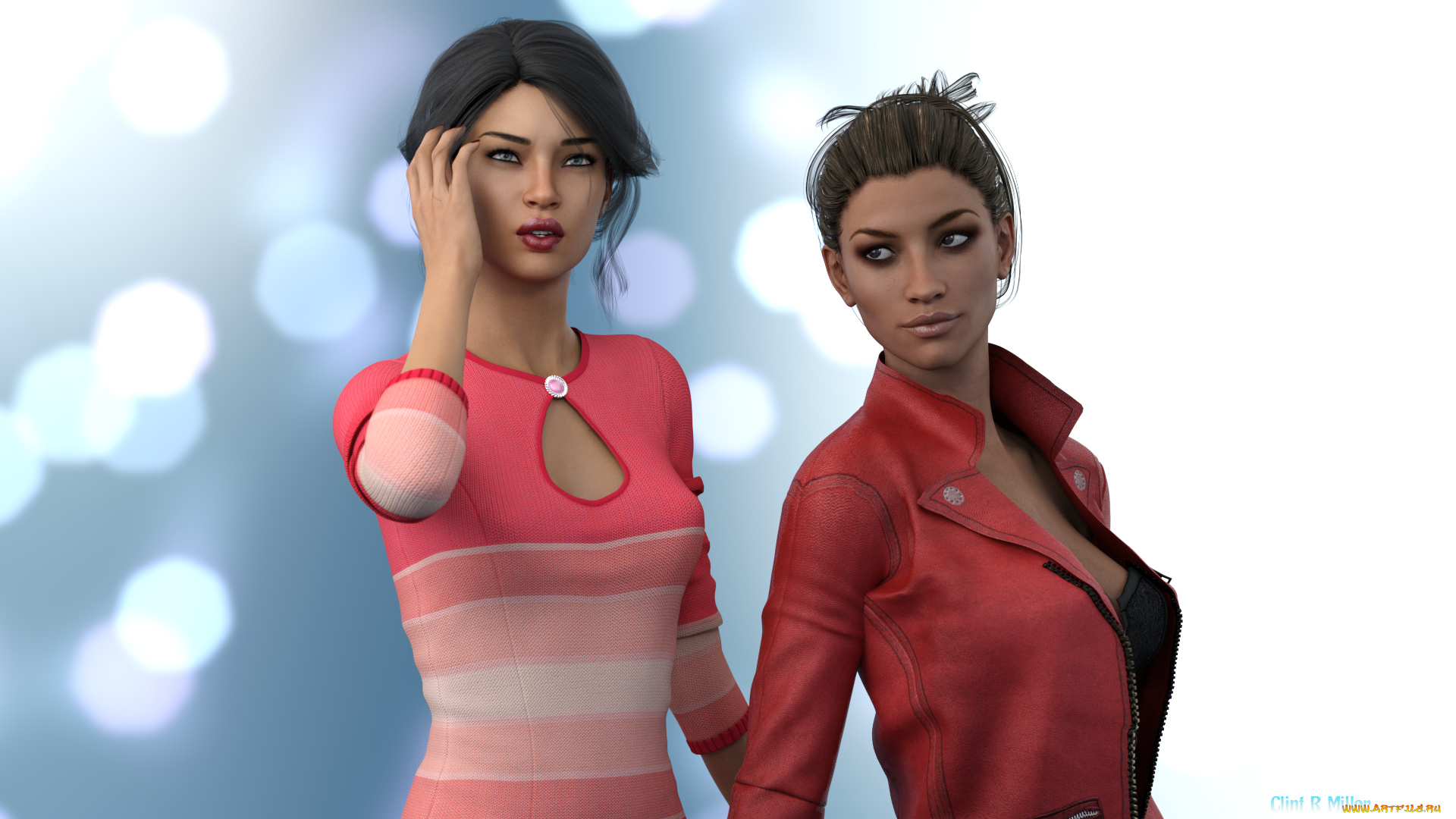 3д, графика, люди, , people, девушки, фон, взгляд