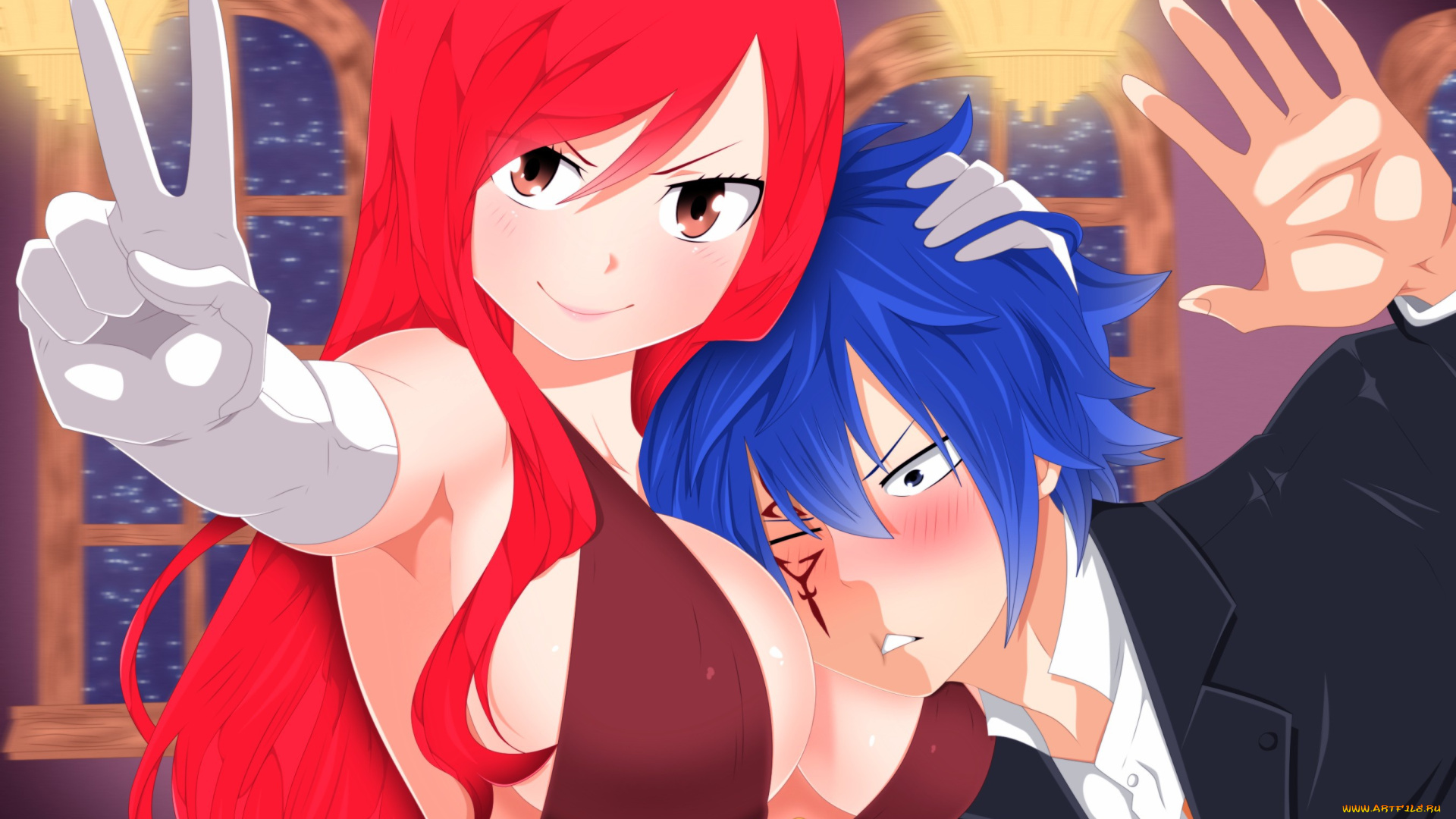 аниме, fairy, tail, jellal, by, parokas, matsuri, mahou, erza, asiatic, oppai, gerald, oriental, fairy, tail, japanese, manga, asian, blush, anime