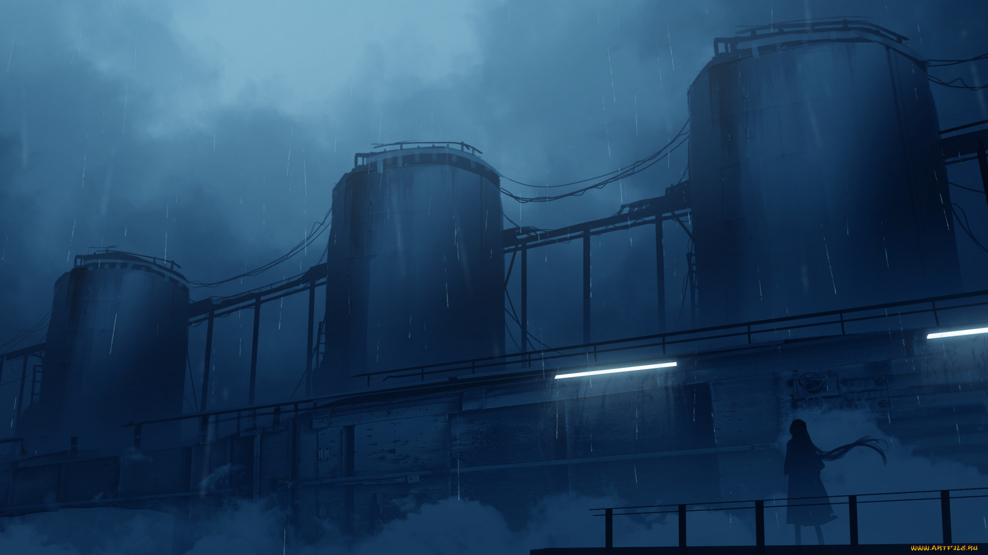 аниме, город, , улицы, , здания, фентези