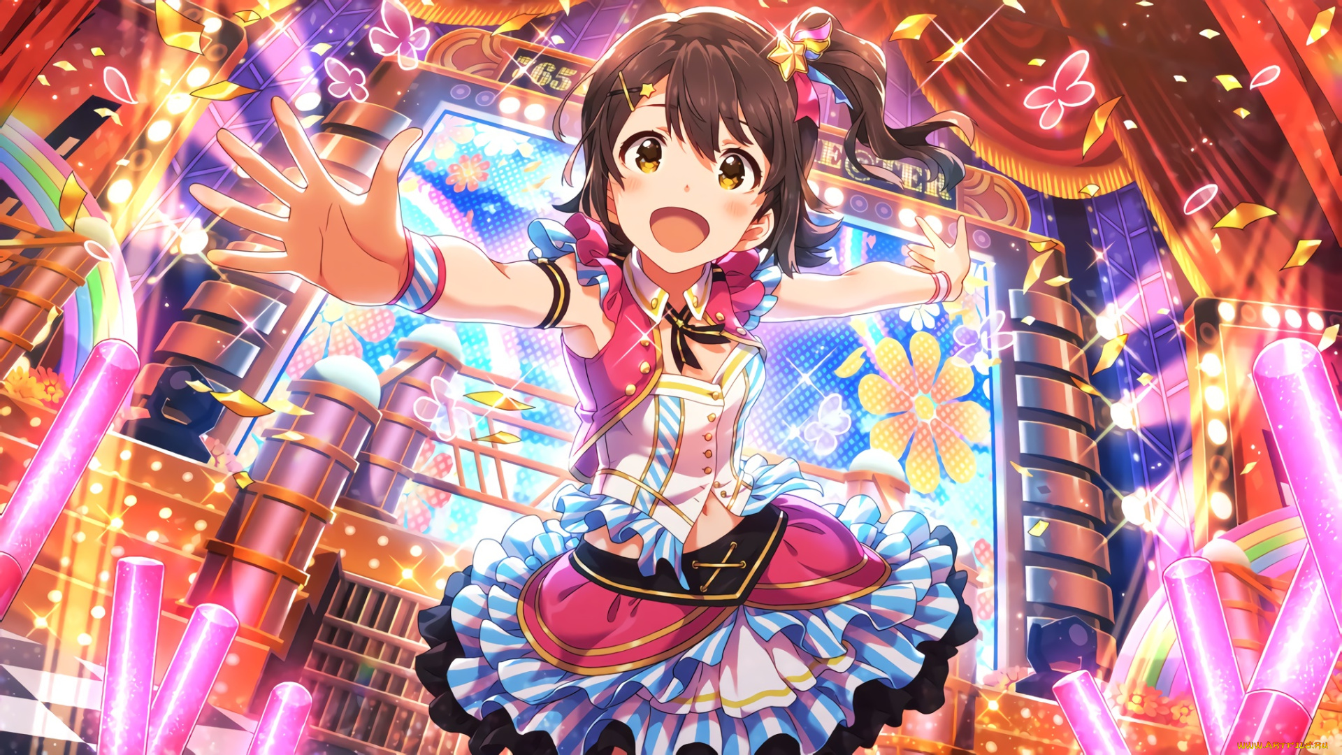 аниме, idolm@ster, фон, взгляд, девушка