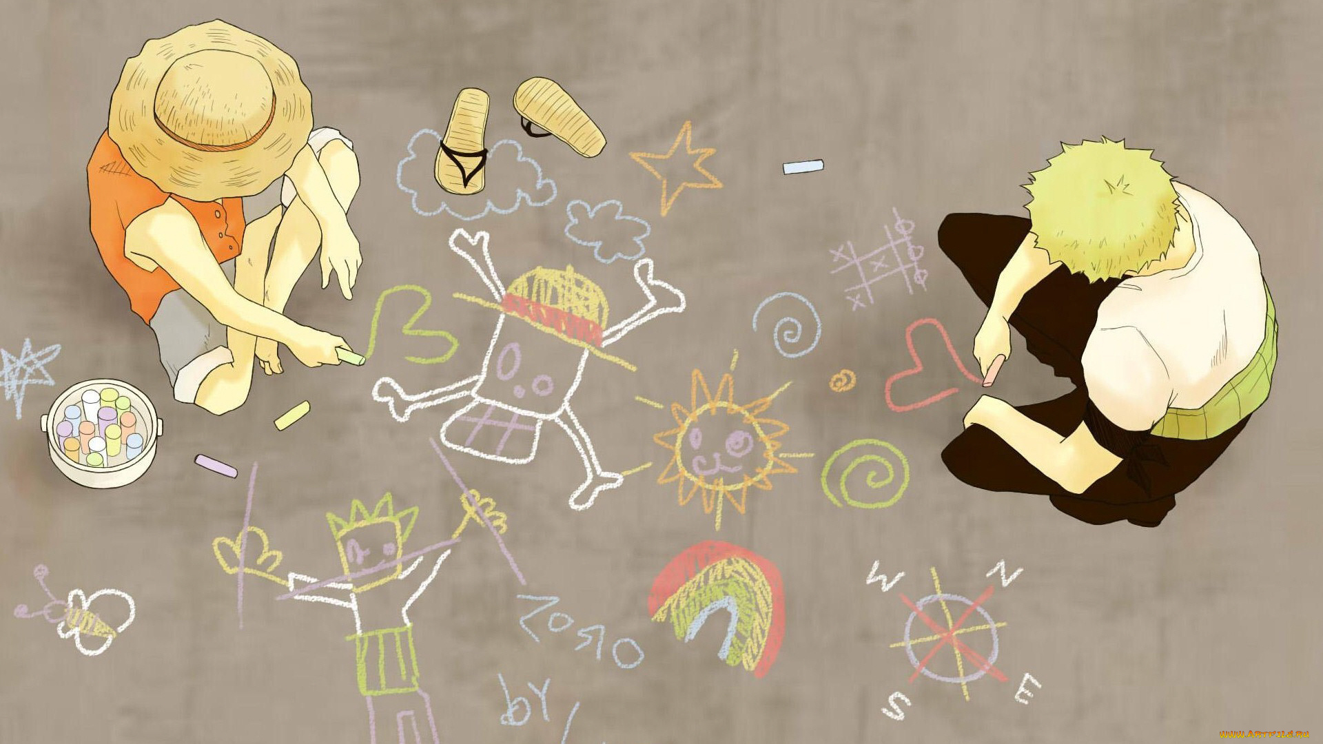 аниме, one, piece, рисуют