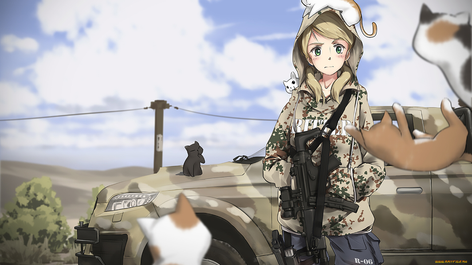 аниме, оружие, , техника, , технологии, девушка