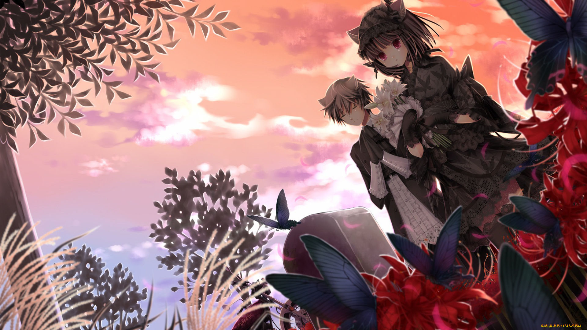 аниме, животные, , существа, девушка, парень