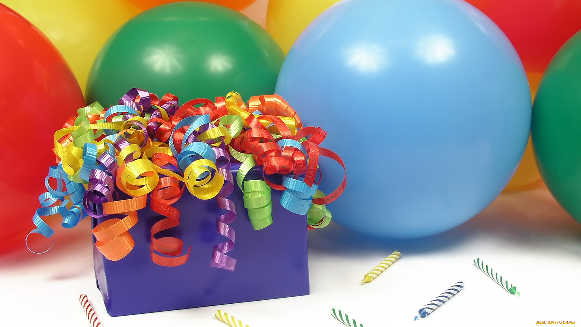 праздничные, день, рождения, фон, шары